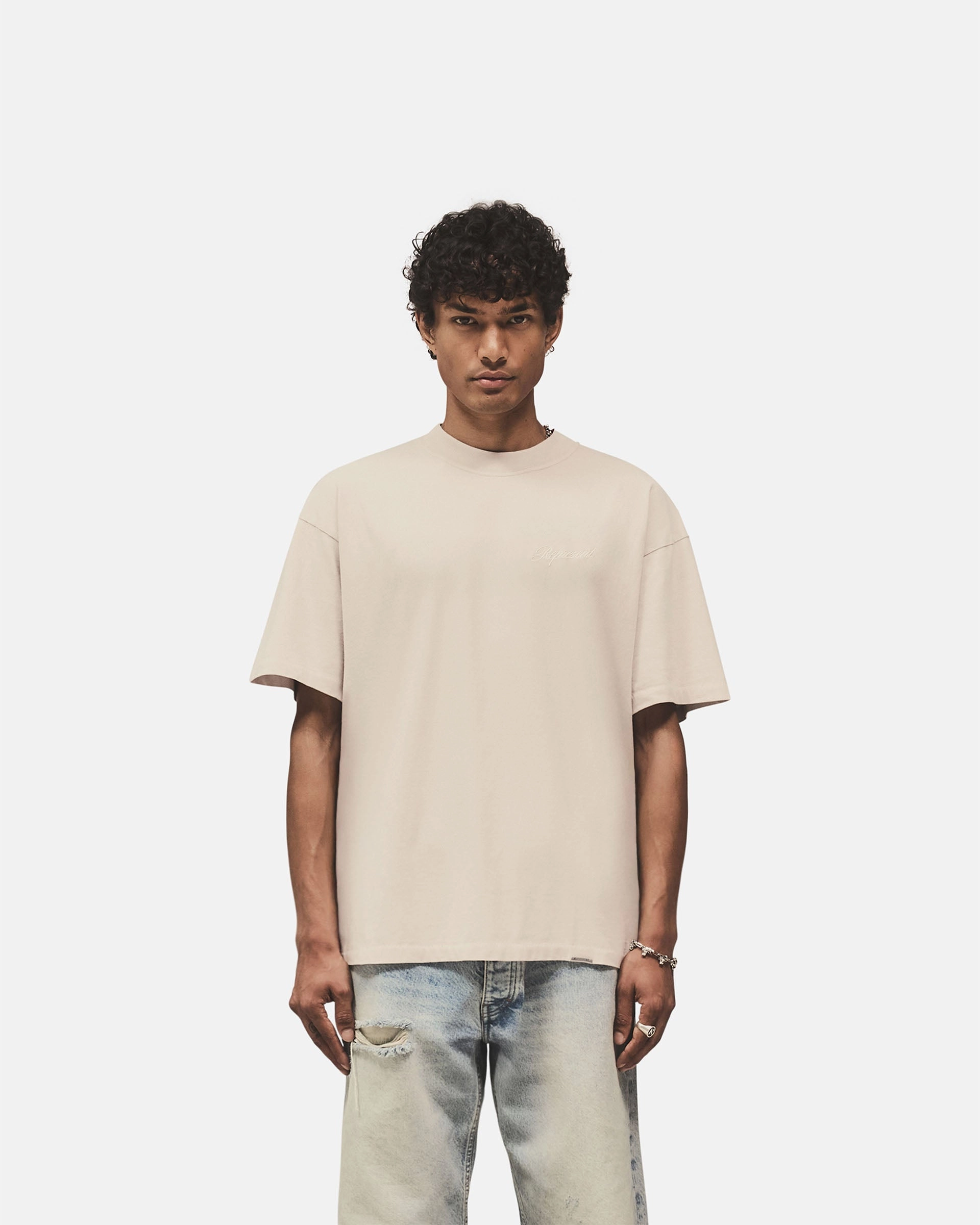 Script Logo T-Shirt - Concrete Foam Print Detail