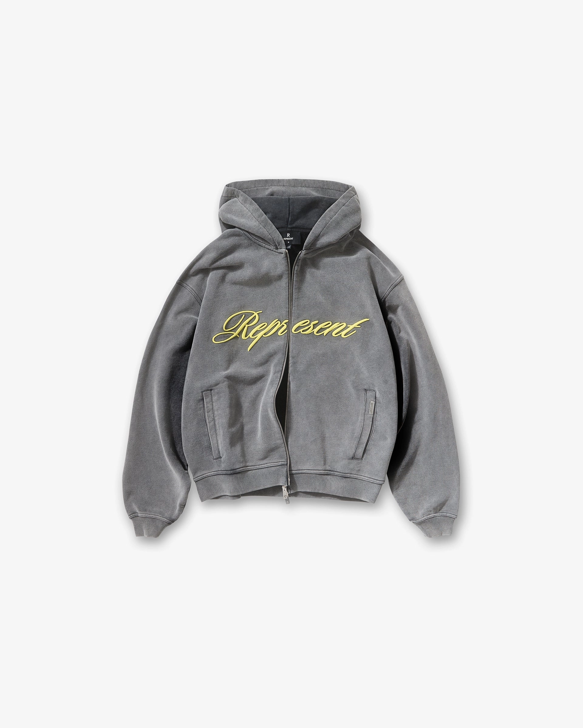 Script Logo Zip Hoodie - Vintage Grey Street Motion