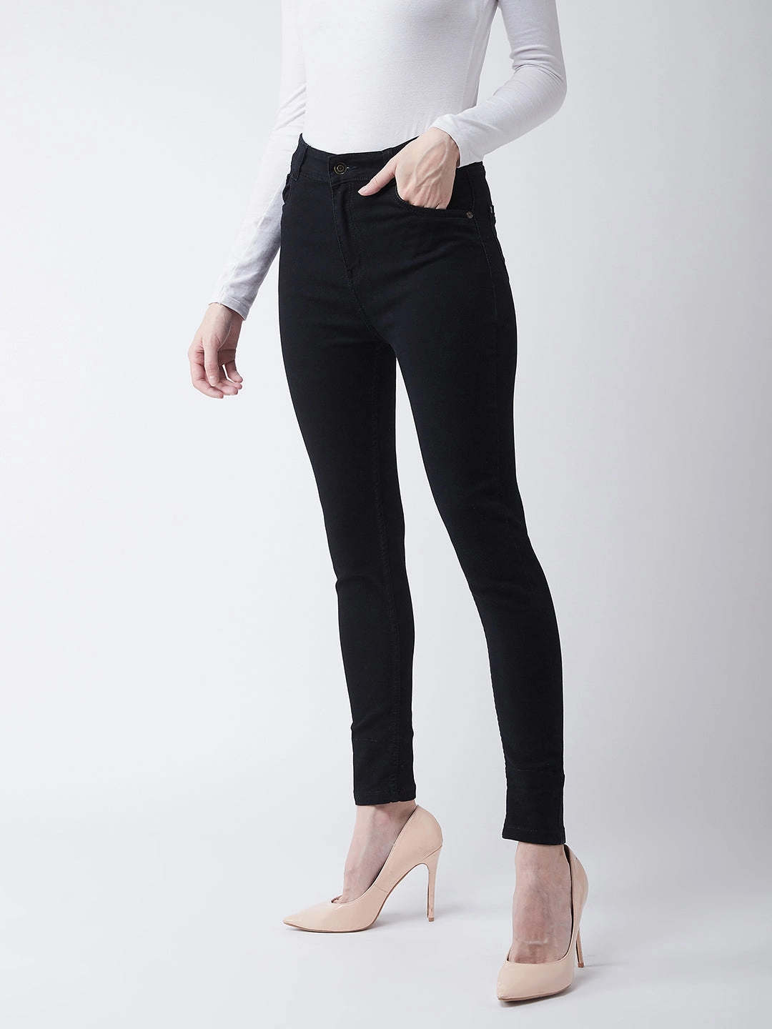 24/7 Comfort Black High-Rise Slim-Fit Stretchable Denim Jeans Fashion Lover Minimalist