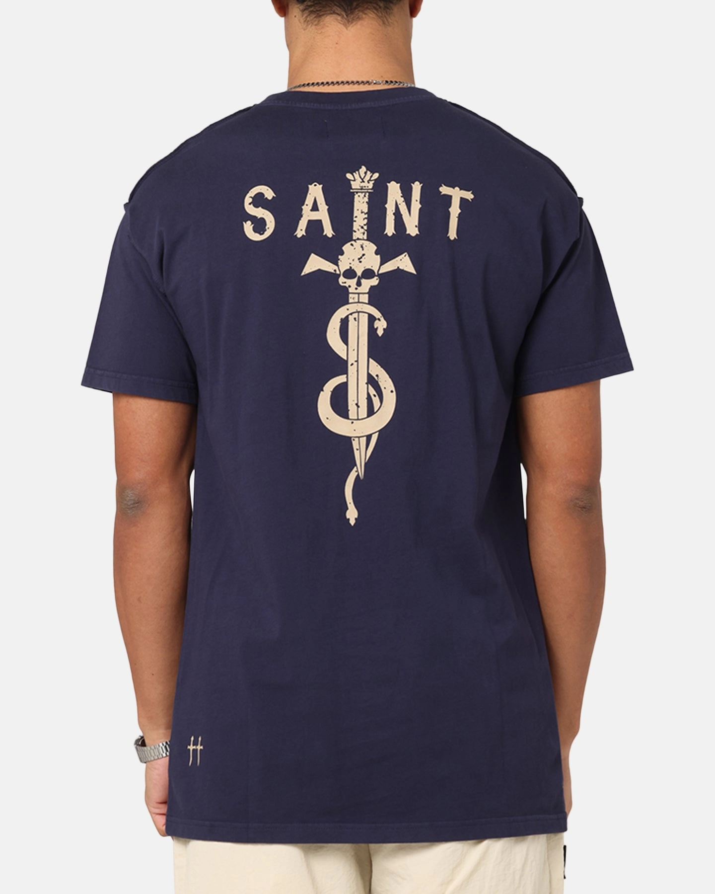 Saint Morta Daggers Lafayette T-Shirt Indigo Raw Edge Finish SnagResistant Fabric