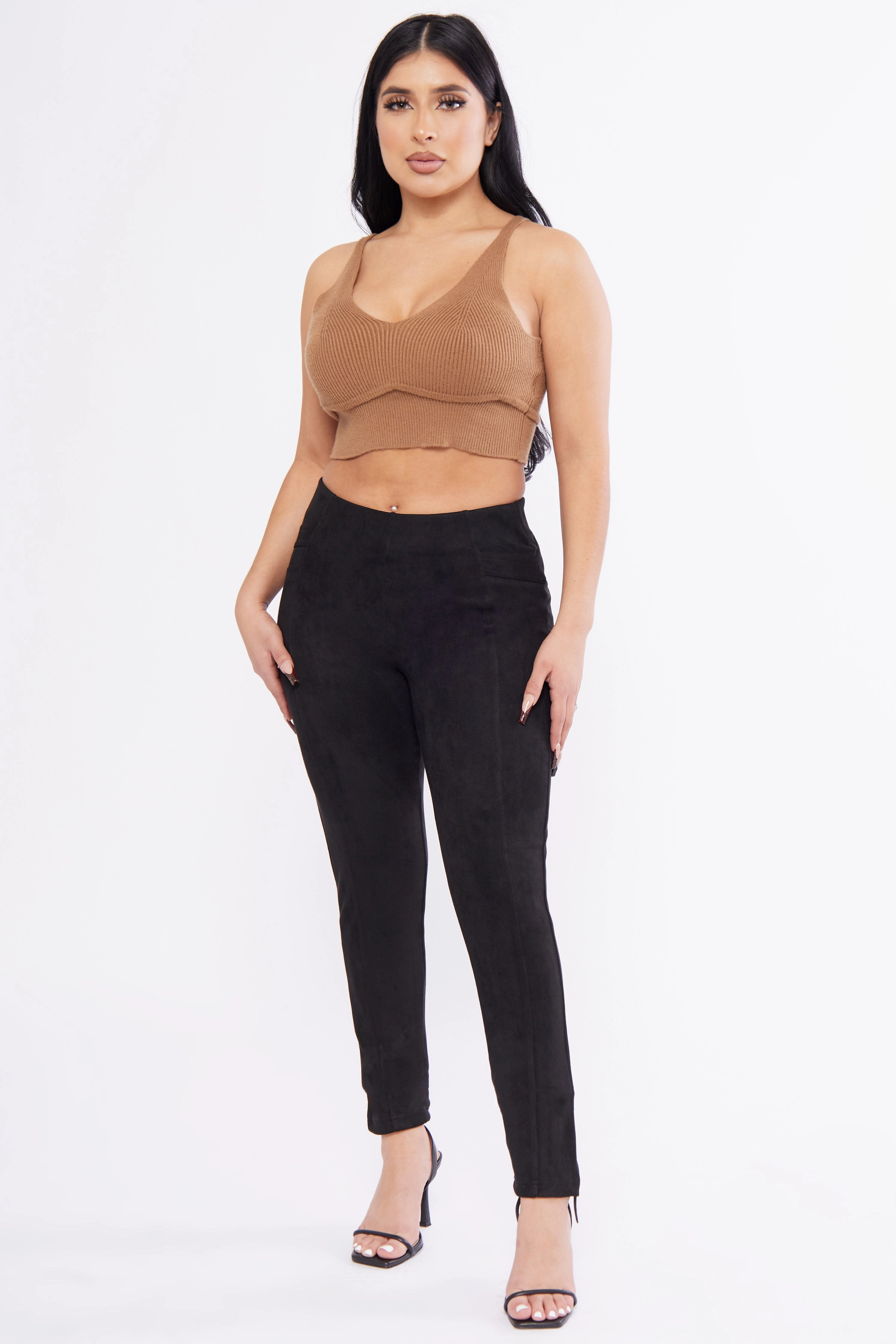 Fitness Lover Dance Studio Seamed Suede Skinny Legging
