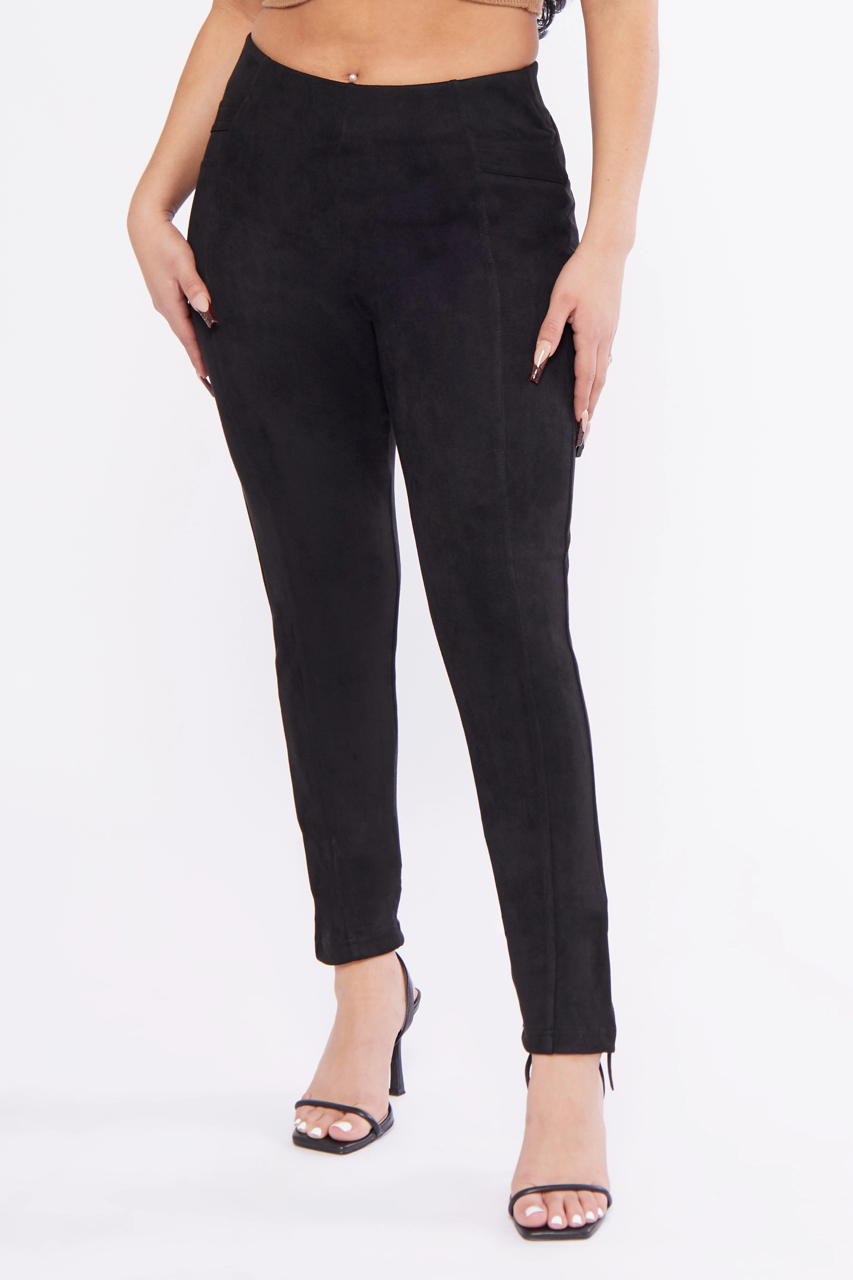 Light and Breathable Seamed Suede Skinny Legging