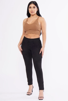 Fitness Lover Dance Studio Seamed Suede Skinny Legging