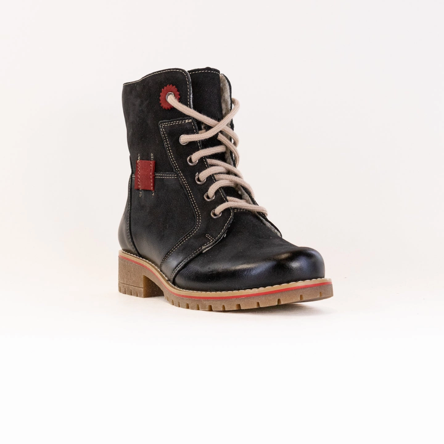 V-Italia 1041 Brigida 476 Boot (Women's) - Black Leather Rain Proof Smart Look