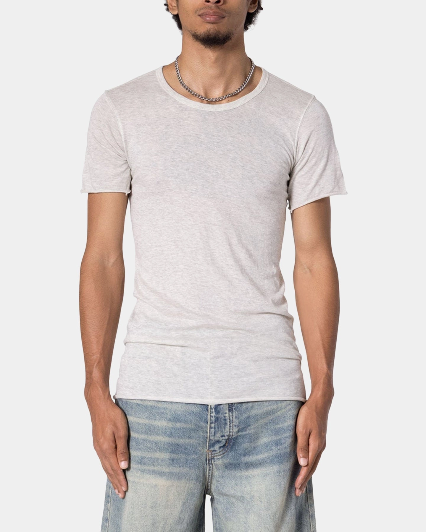 MNML Sheer Knit Bias Cut T-Shirt Grey Lightweight pullover