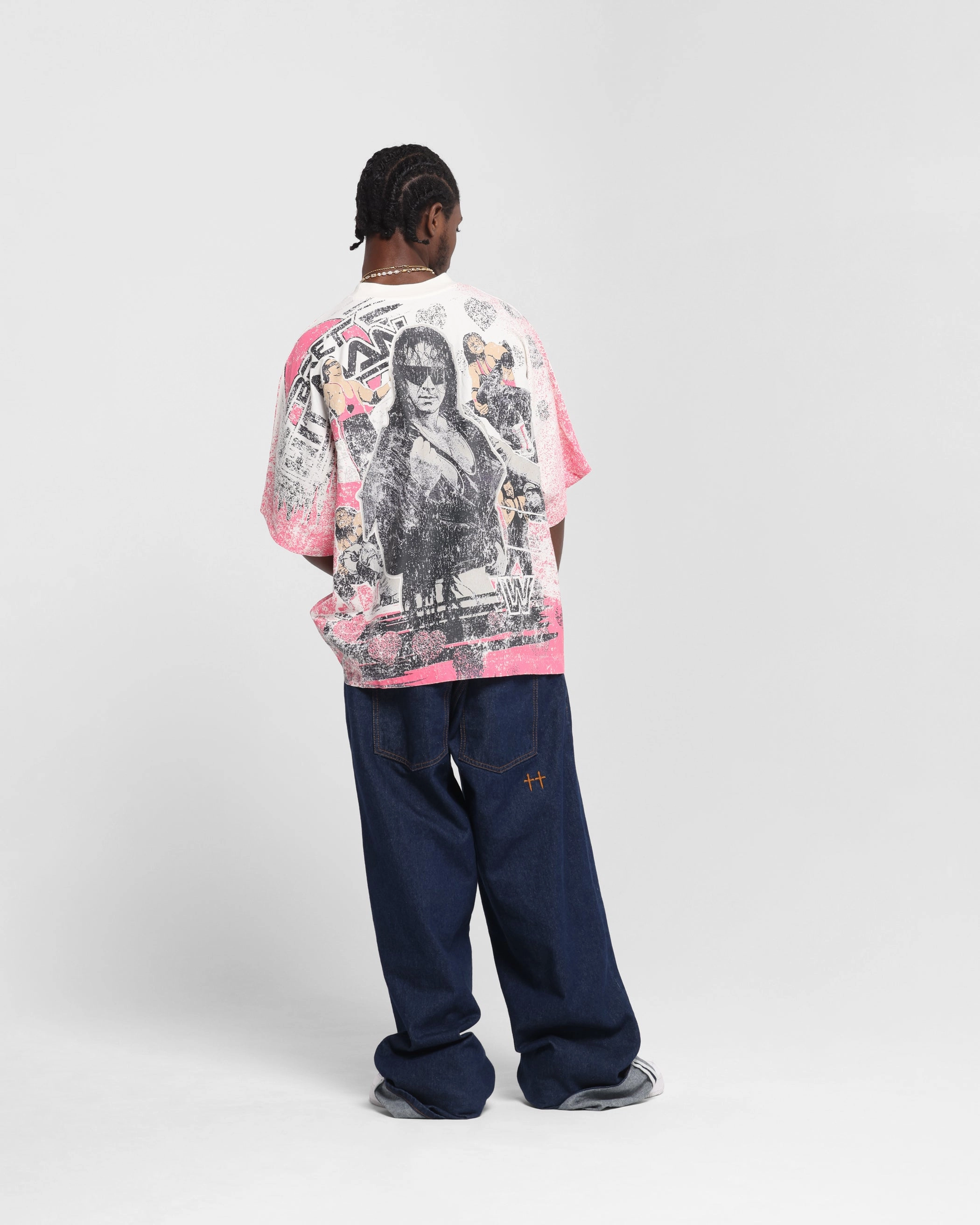 Culture Kings X WWE Bret 'The Hit Man' Hart All Over Print T-Shirt White Fashionable Style Tagless Comfort Collar