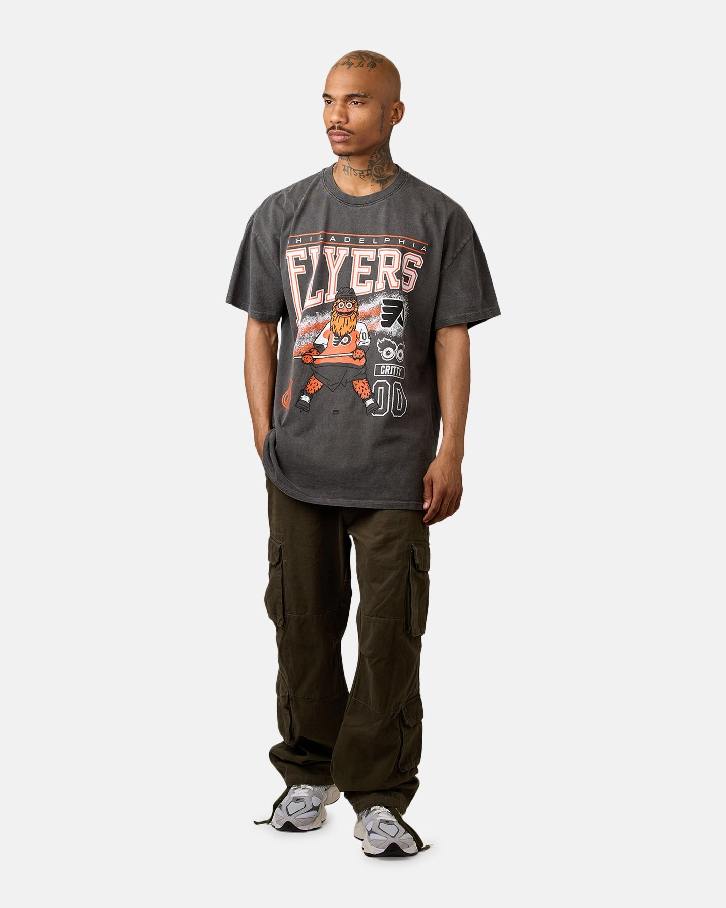 Culture Kings Philadelphia Flyers Mascot Heavyweight T-Shirt Black Wash Buttery Soft Handfeel