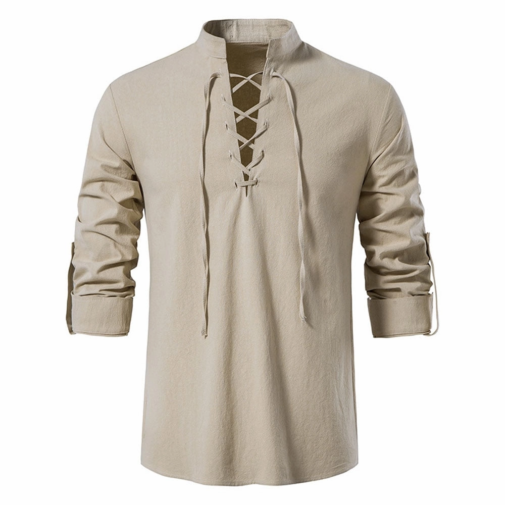 Cozy Wardrobe Weekend Fashion West Louis? Casual Long Sleeve Button Loose Linen Henley Shirt