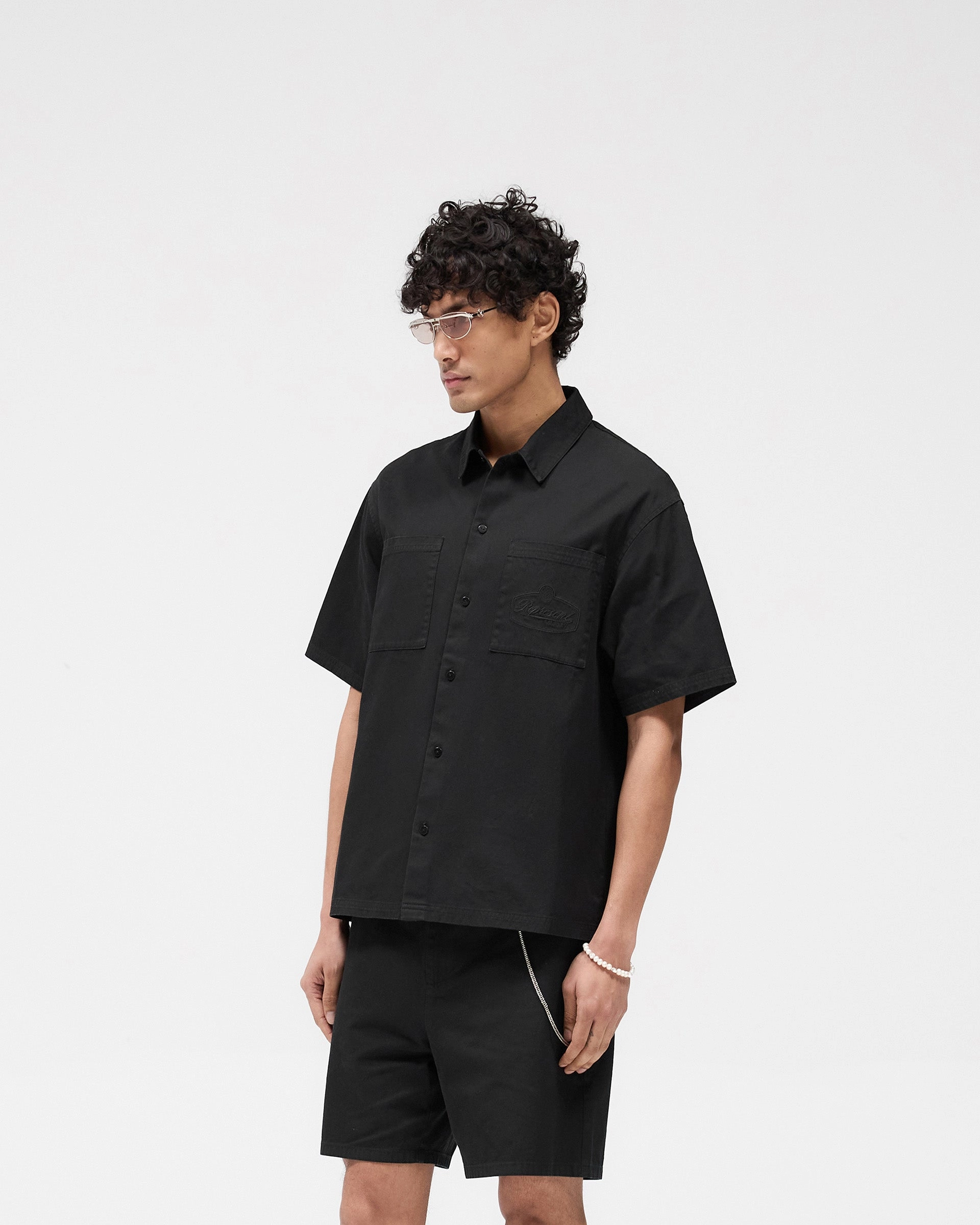 Timeless Appeal Short Sleeve Cotton Overshirt - Washed Black