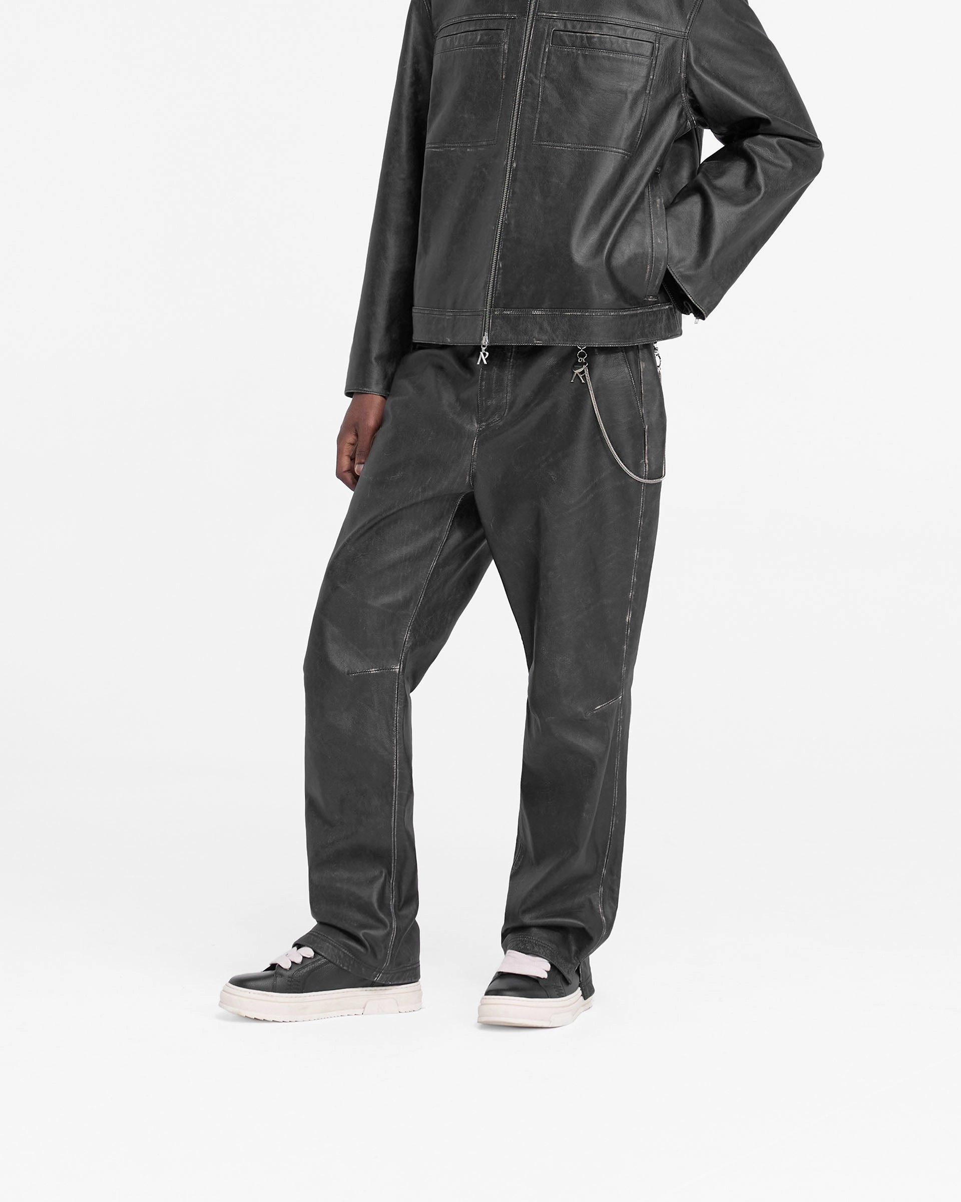 EcoFriendlyDye Chill Comfort Fit Distressed Leather Pant - Black