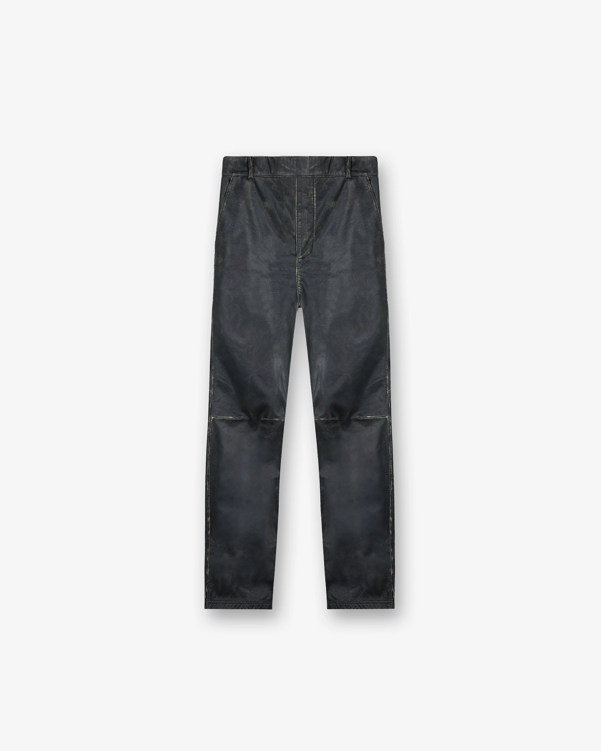 EcoFriendlyMaterials Stretch Layer Fit Distressed Leather Pant - Black