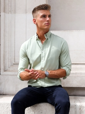 Layered Sleeve Cuffs Sedona Slim Fit Shirt - Sage Green