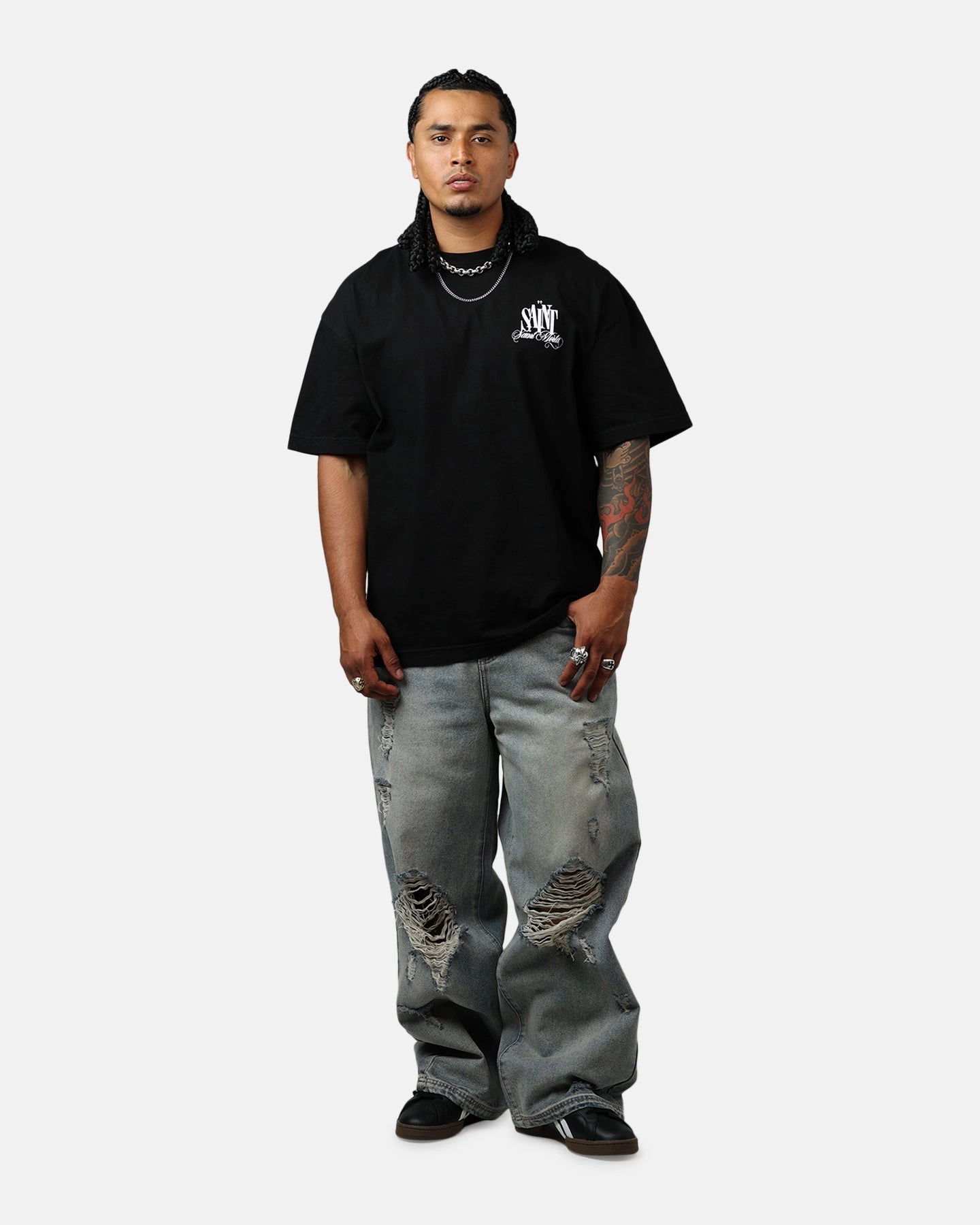 Odor Resistant Finish AntiPillingTreatment Saint Morta Dover Drop Shoulder T-Shirt Black