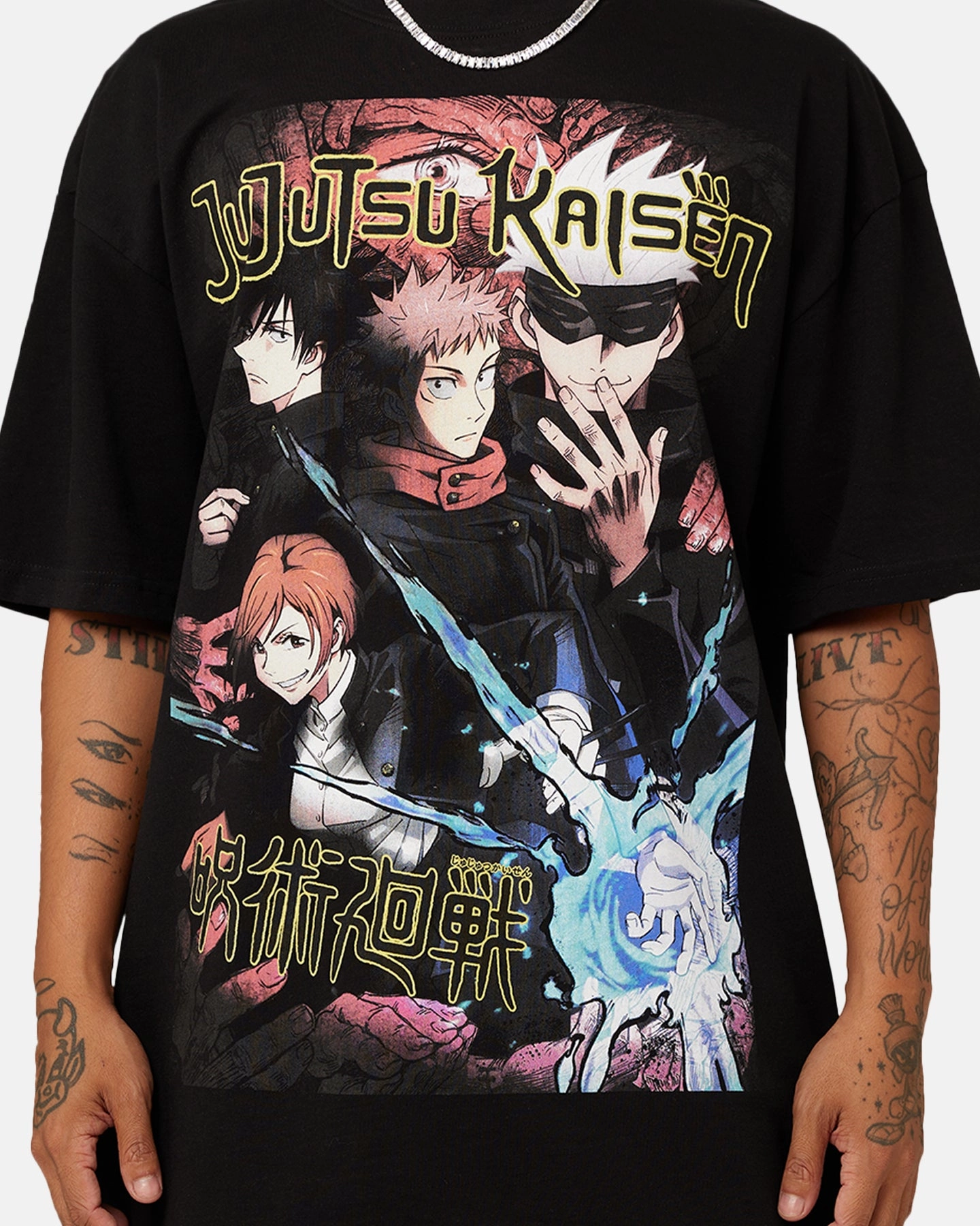GarmentWashed Texture Goat Crew X Jujutsu Kaisen Heavyweight T-Shirt Black
