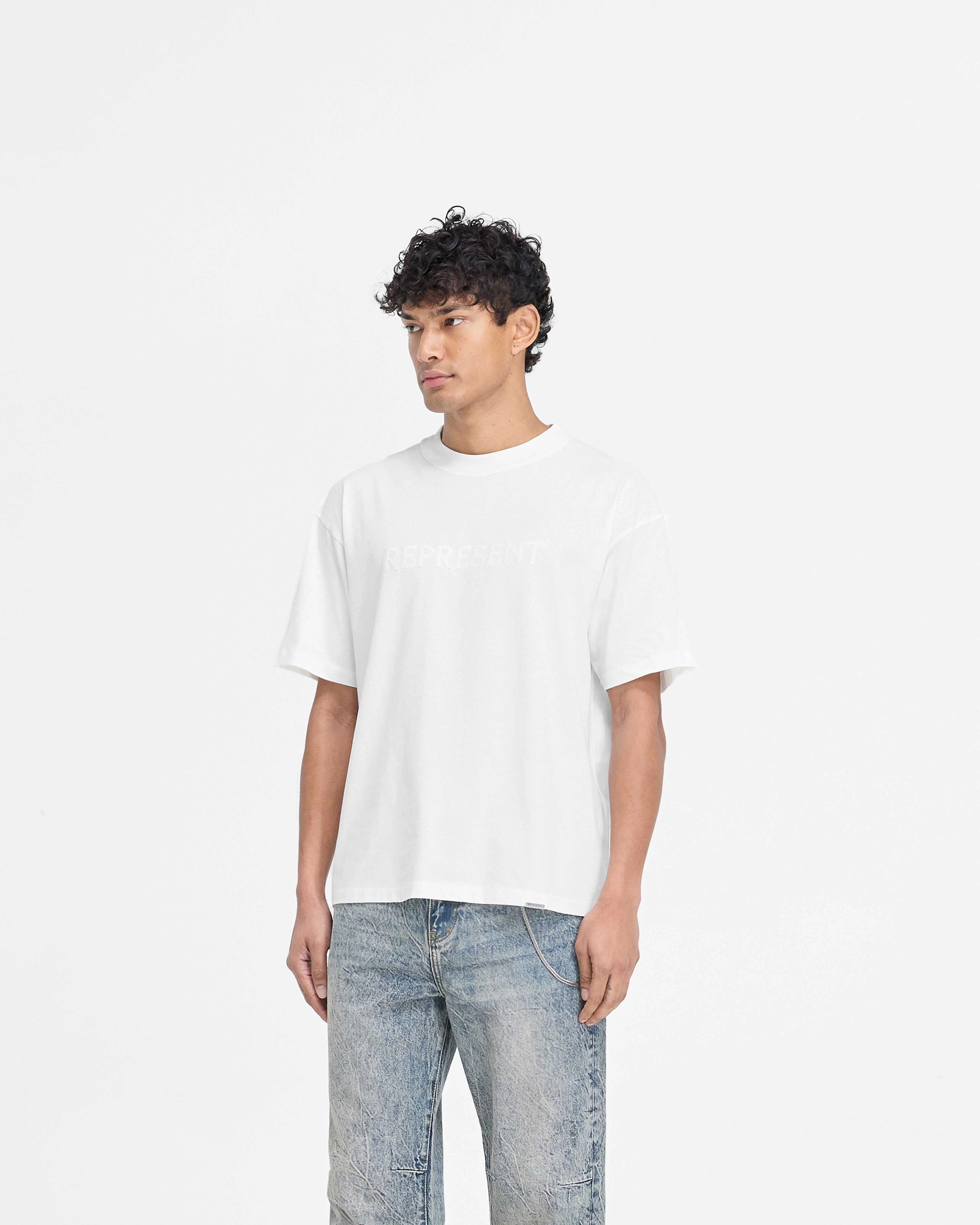 AllSeasonWear Slim Comfort Serif Logo T-Shirt - Flat White