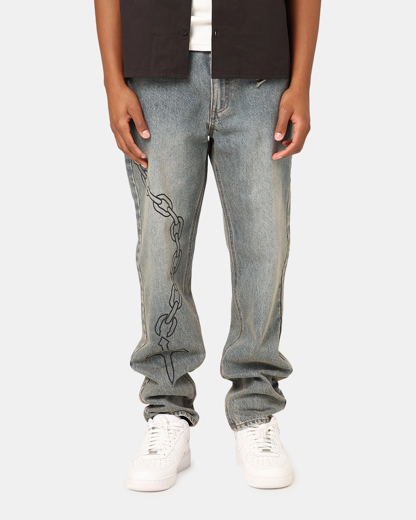 Comfort Cushioning Flattering Fit Wear Saint Morta Rosary Psykhe Jeans Vintage Blue