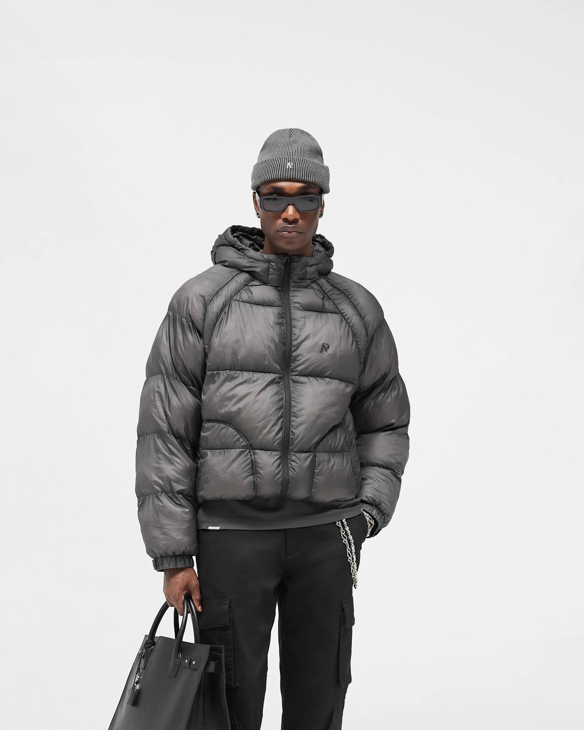 Smooth Finish OdorResistantFabric Translucent Hooded Puffer - Washed Black