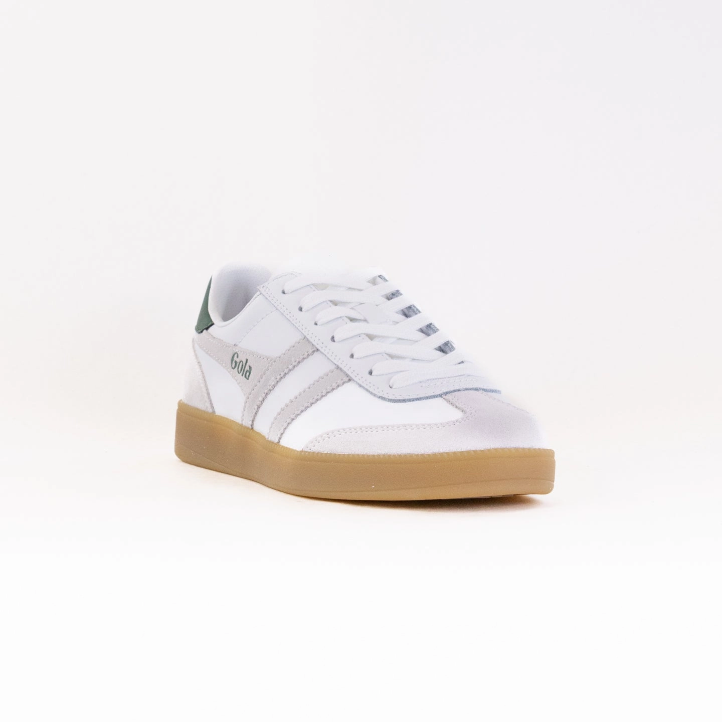 Gola Classics Viper Leather (Men's) - White/White/Evergreen/Gum for intermediate Warm Up