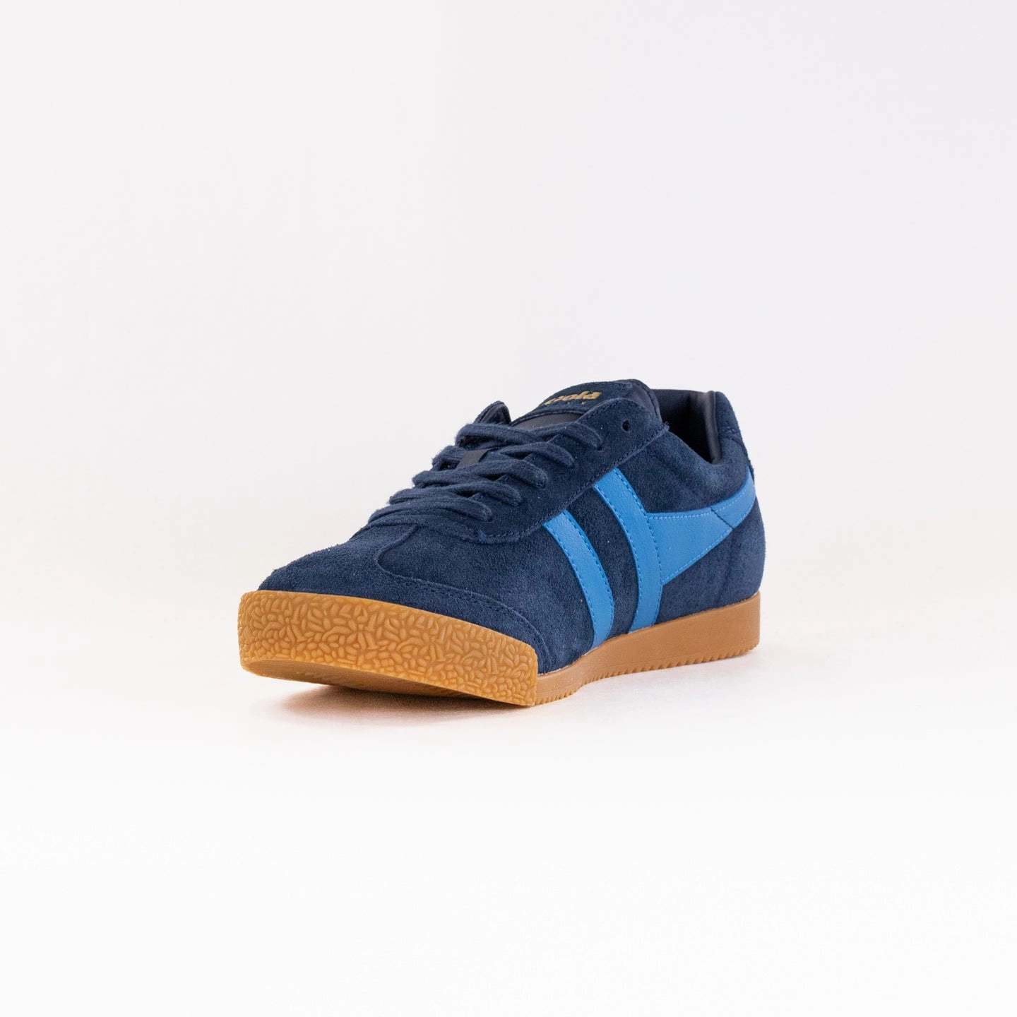 Gola Classics Harrier Suede Sneaker (Men's) - Navy/Santorini Body Support Perforated Tongue