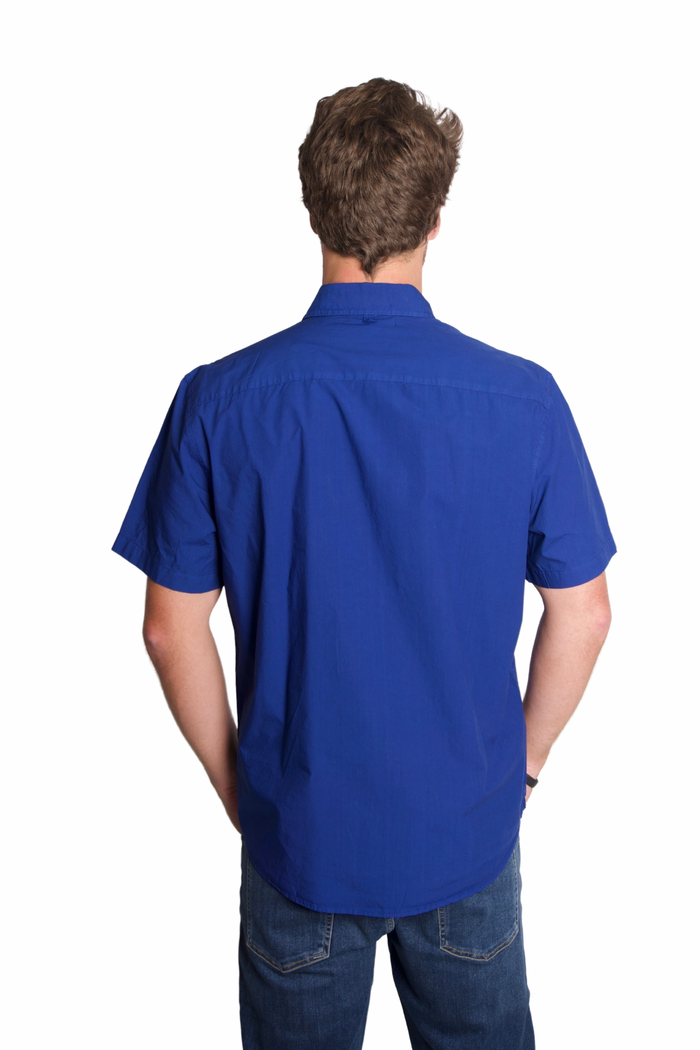 High Density Weave Short Sleeve Mill Shirt in Cobalt