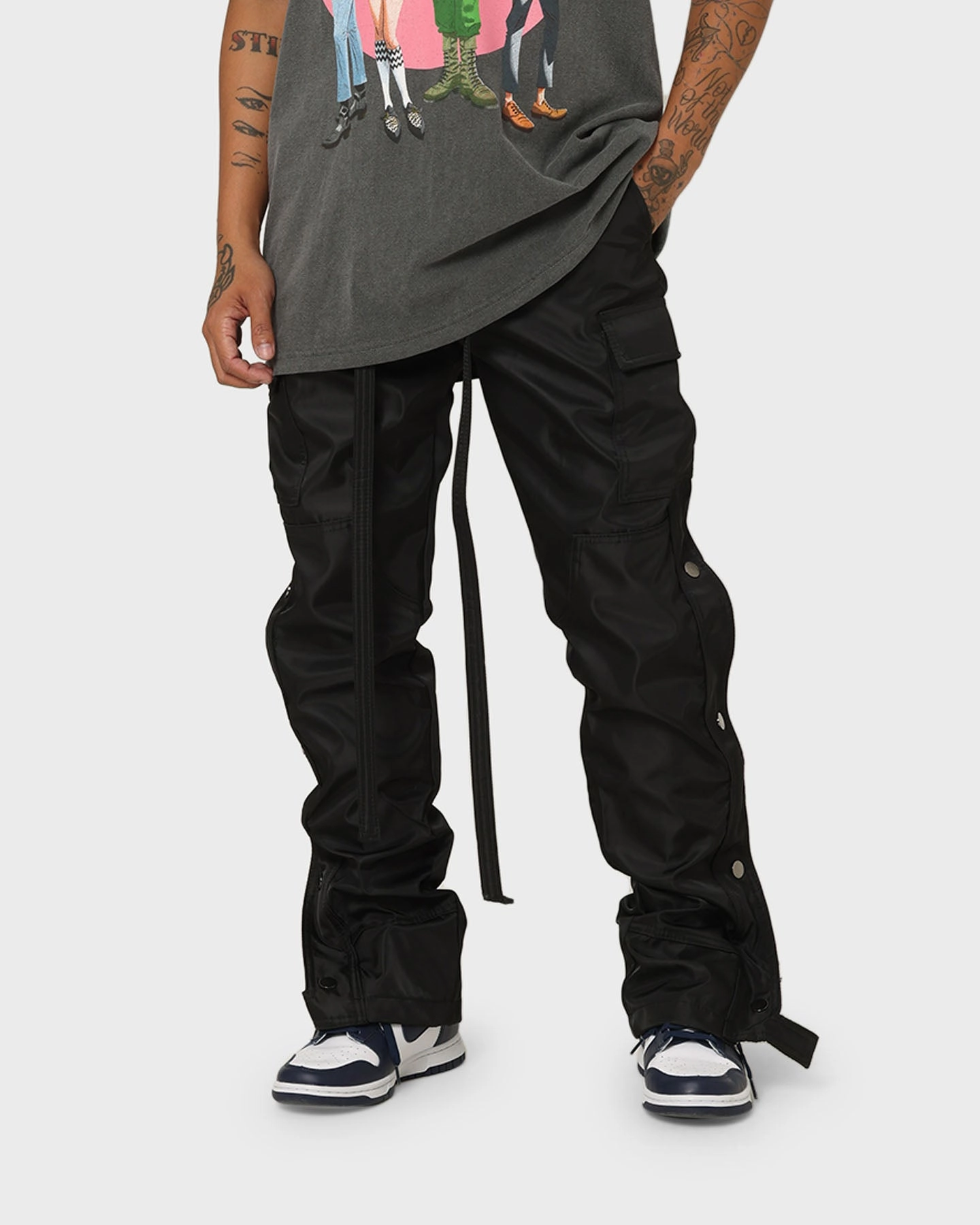 MNML Straight Snap Zipper II Cargo Pants Black PermeableCloth