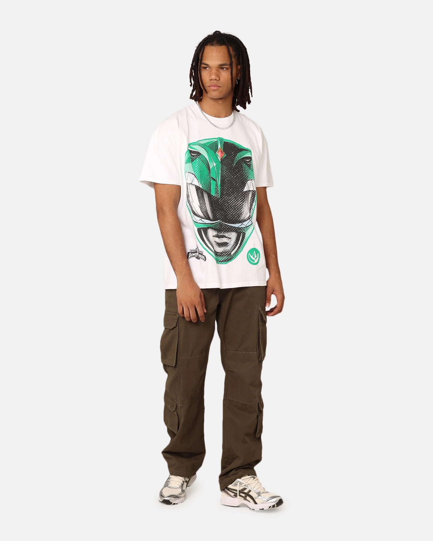 Soft Material Hot Weather American Thrift X Power Rangers Green Ranger Big Head Heavyweight T-Shirt White