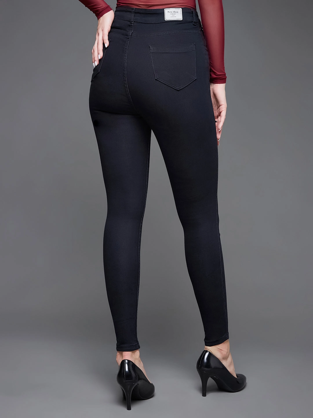 24/7 Comfort Black Skinny High-Rise Stretchable Denim Jeans Essential Style