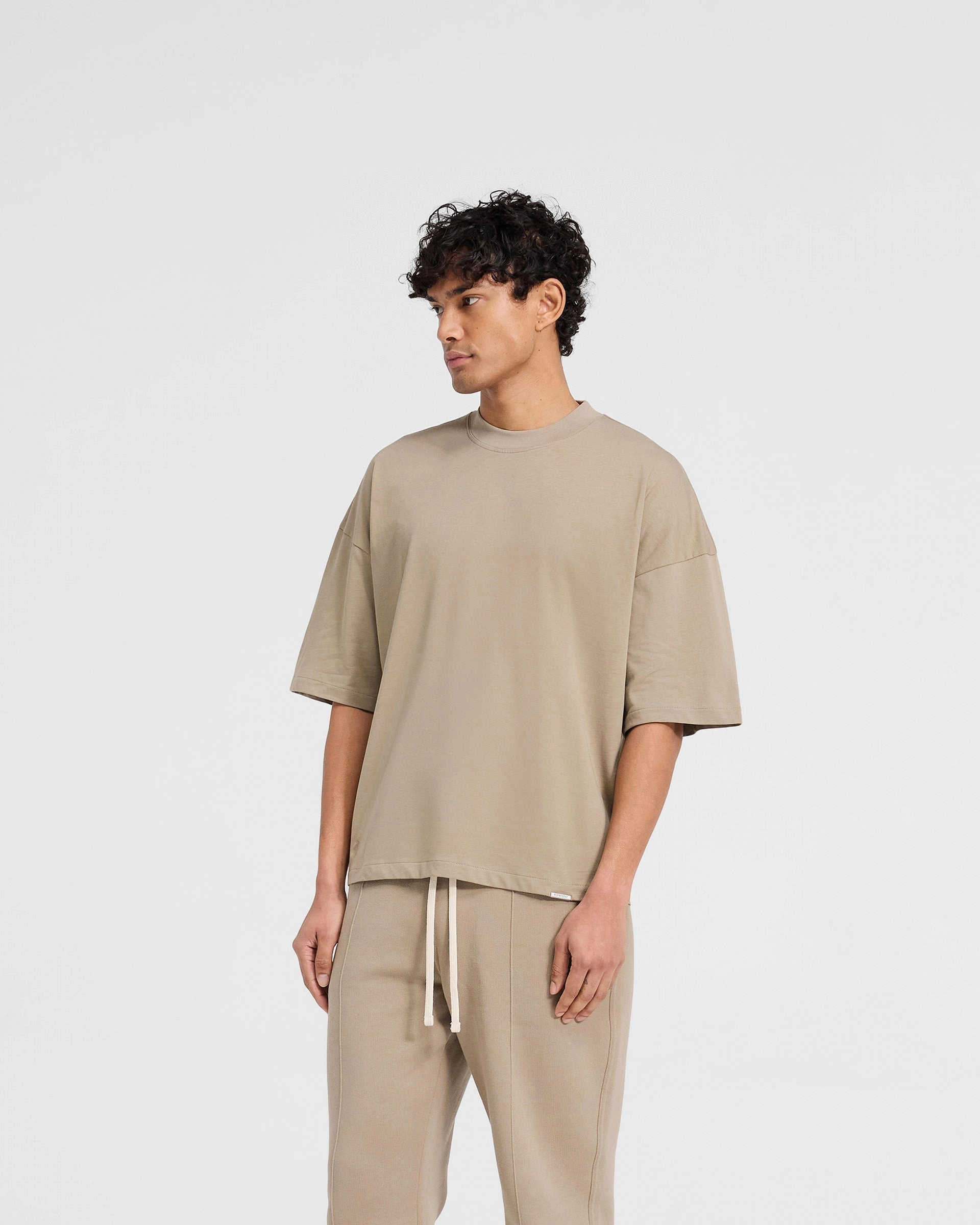 Abstract mystery Eco Friendly Dyes Initial Boxy T-Shirt - Dune