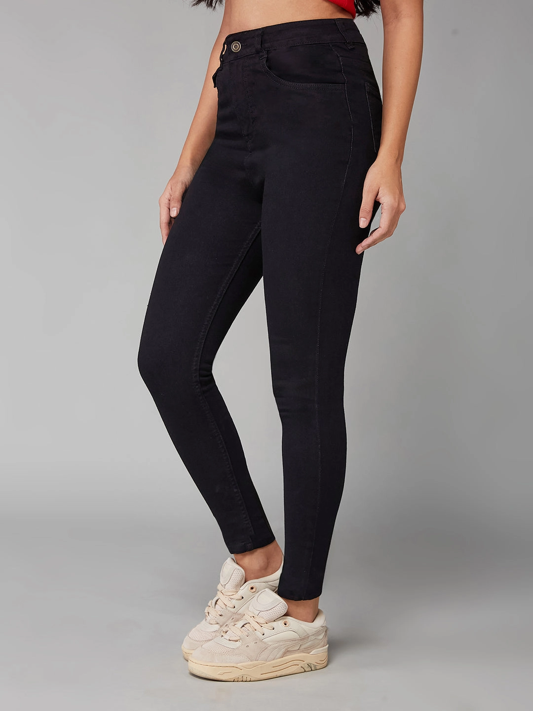 Soft Stretch Women's Black Skinny High-Rise Stretchable Denim Jeans