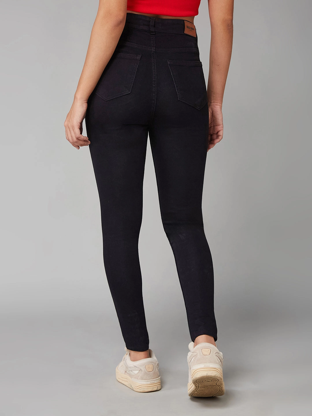 Women's Black Skinny High-Rise Stretchable Denim Jeans Winter Warmth Professional Wear Vibrant Trendy