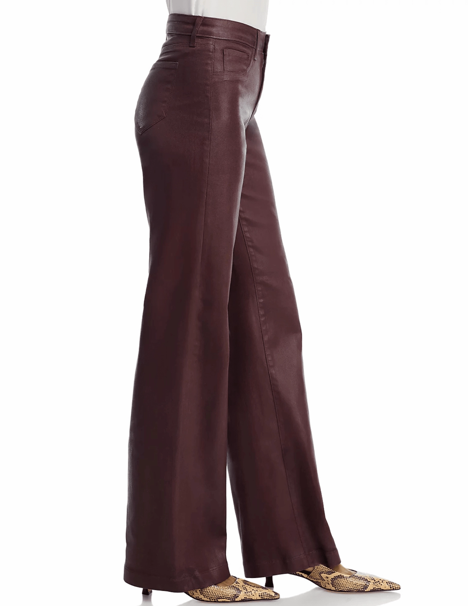 Basic Fashion Fashion friendly L'AGENCE Scottie Coated High Rise Wide Leg Jeans in Chocolate Coated