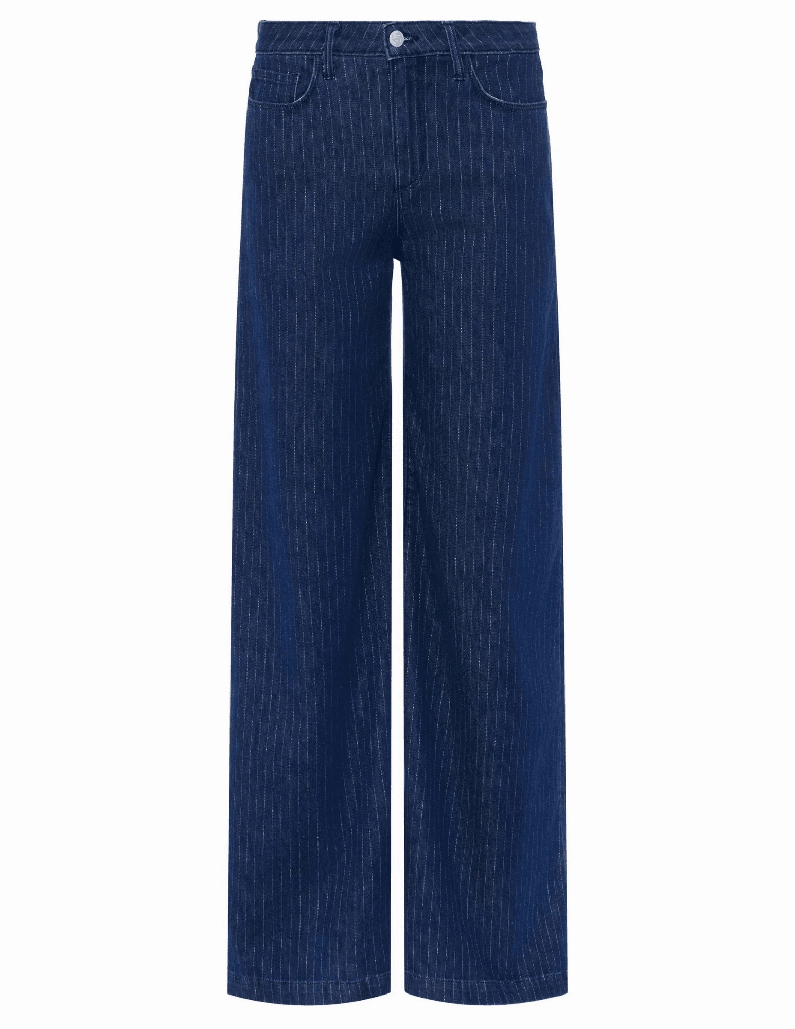 L??AGENCE Quincy High Rise Ultra Wide Leg Jeans in Ebony Stripe Light Fabric Minimalist Weekend Getaway Casual