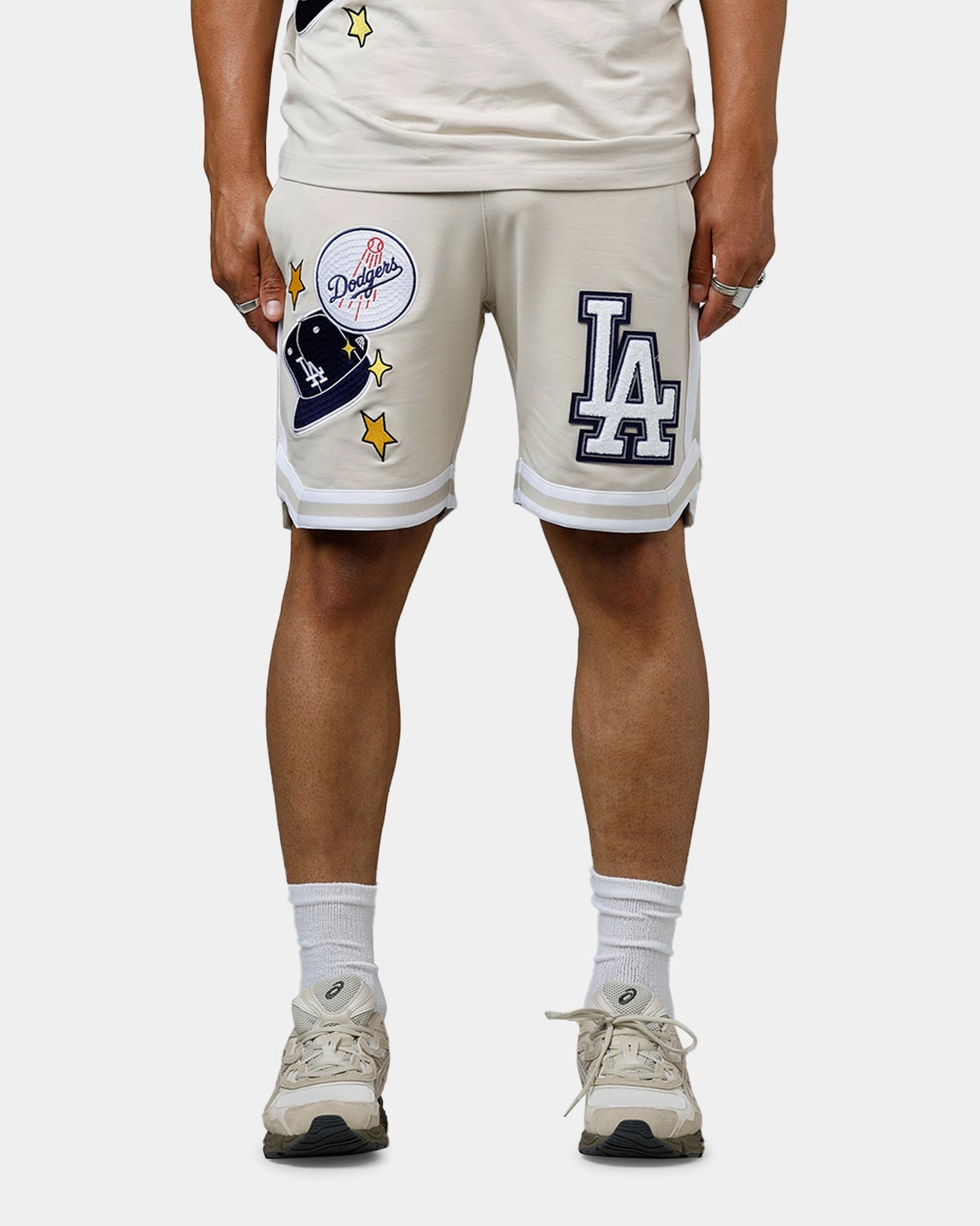 Reinforced Knees New Era Los Angeles Dodgers 'Logo Select' Summer Shorts Stone