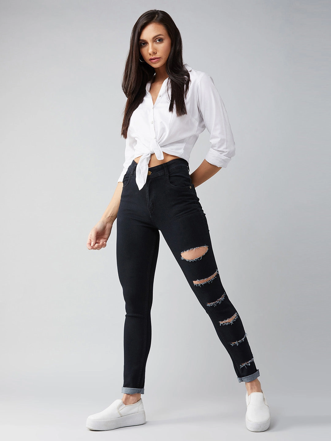 Women's Black Slim High-Rise Denim Jeans All weather premium design