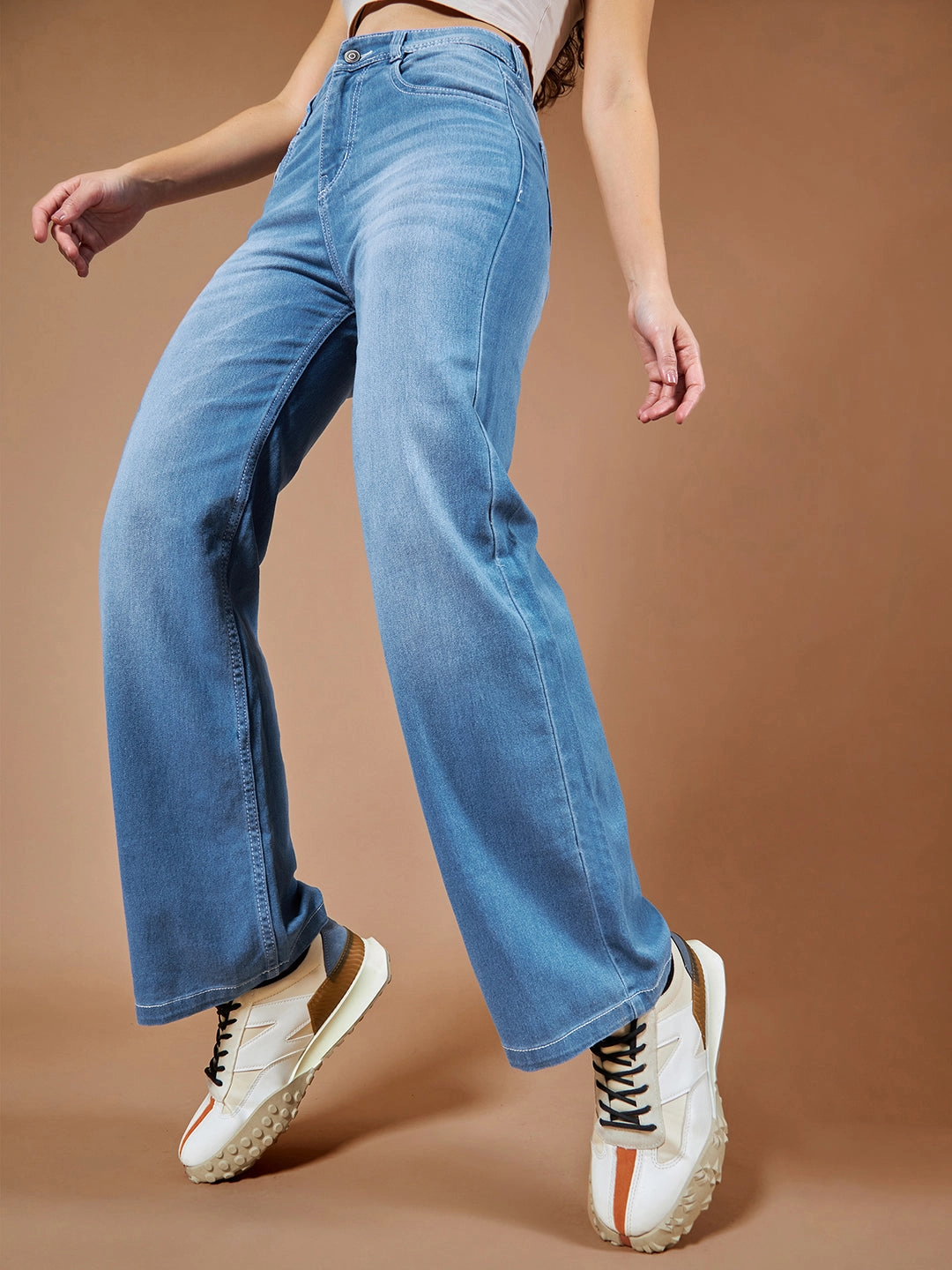 Brunch Outfit Summer Vibes Versatile 24/7 Comfort Light Blue Wide-Leg Mid-Rise Light Weight Denim Jeans