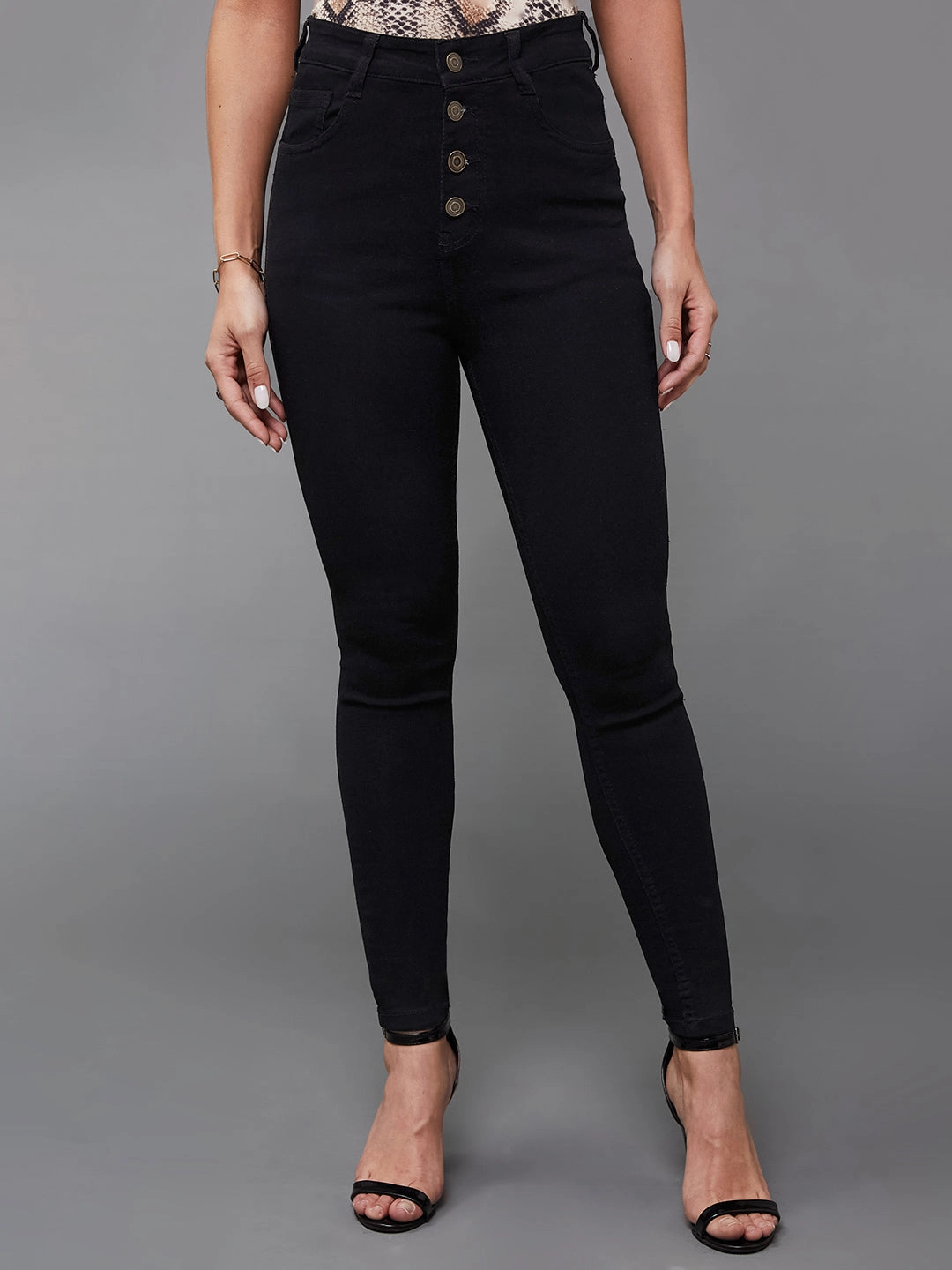 CHASEstretch? Black Skinny-Fit High-Rise Denim Jeans Perfect Fit Waist Parent Style Trendy Breathable