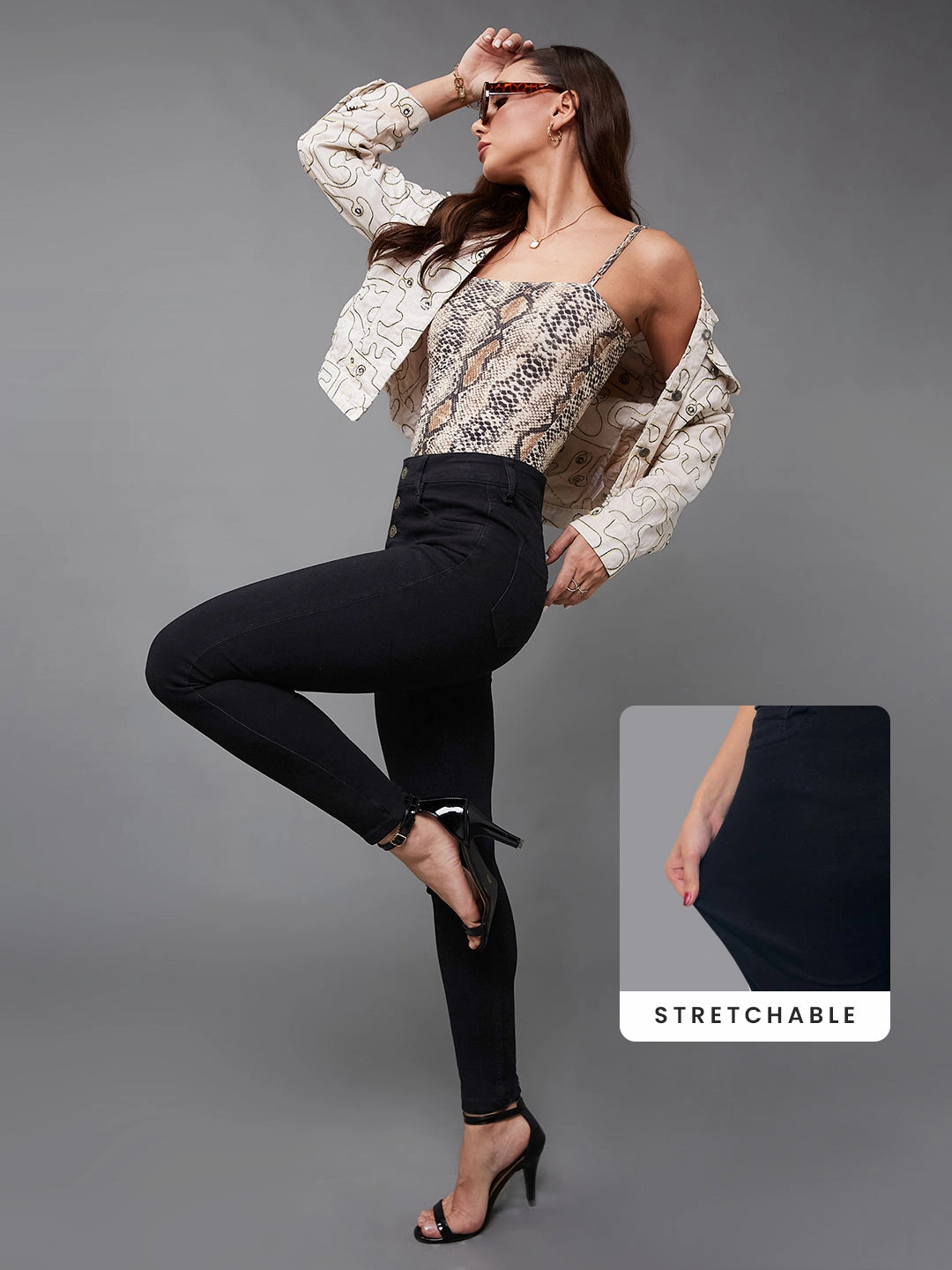 CHASEstretch? Black Skinny-Fit High-Rise Denim Jeans Iconic Outfit