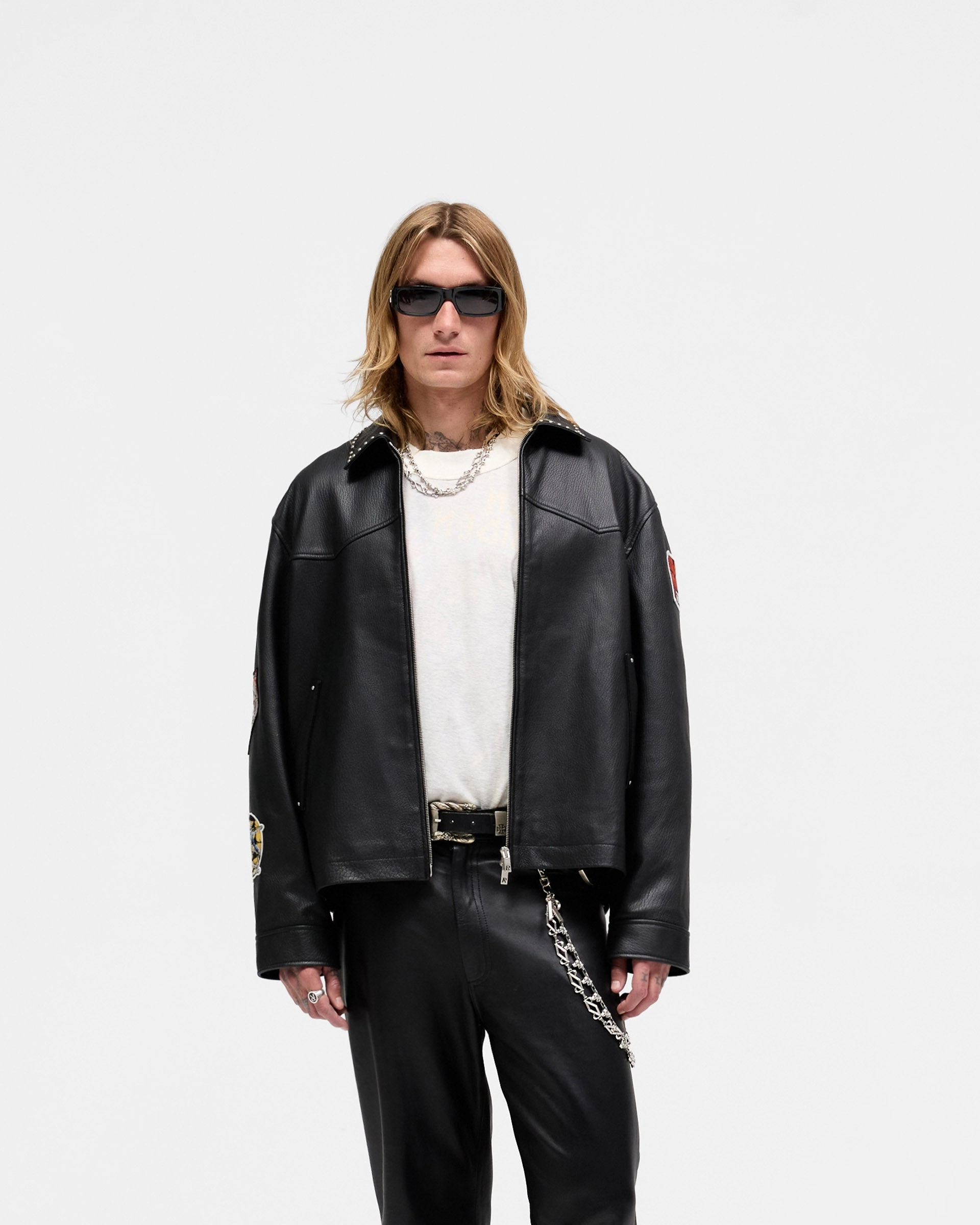 Windproof Material Represent X Iron Maiden Trooper Leather Jacket - Jet Black