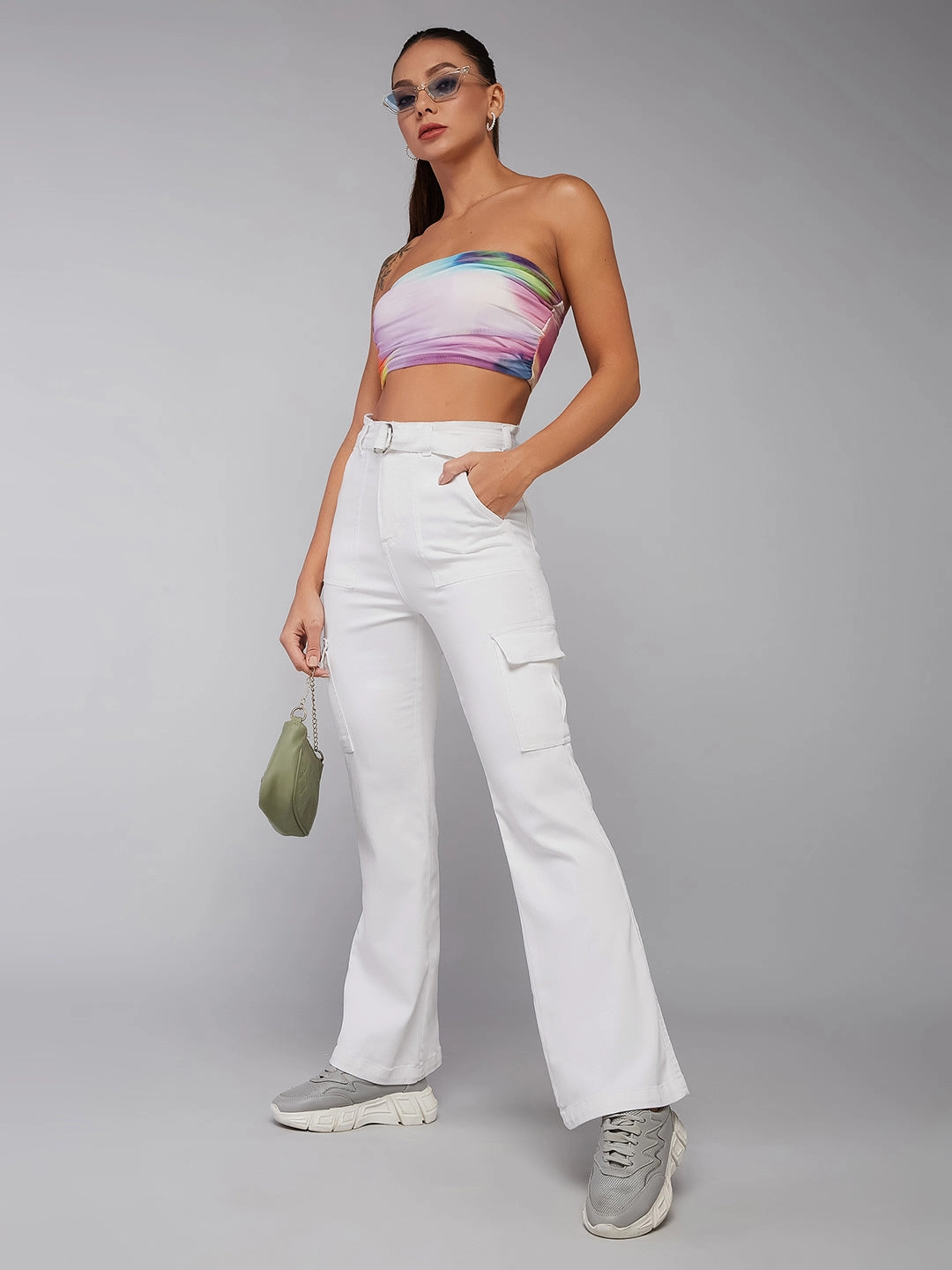 24/7 Comfort White Wide-Leg High-Rise Stretchable Denim Jeans Suitable Outfit