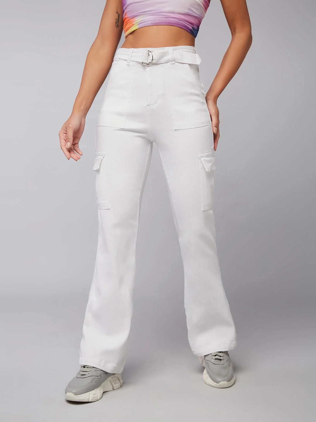 Weekend Warrior Luxury Athlete Fit 24/7 Comfort White Wide-Leg High-Rise Stretchable Denim Jeans