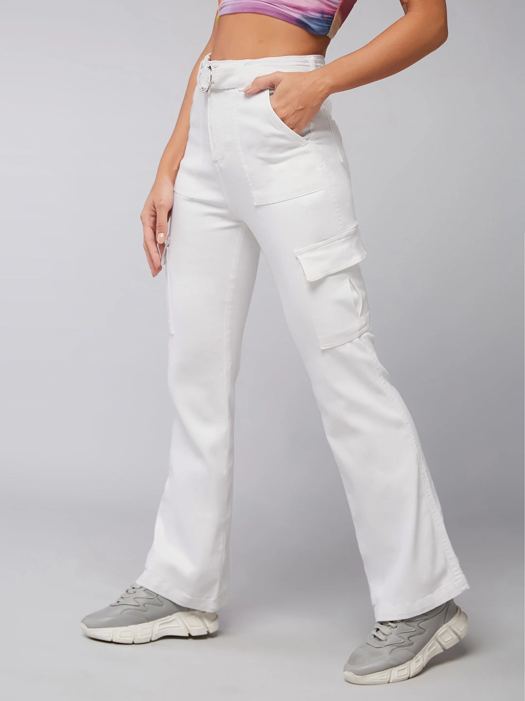 City Life Style Versatile Weekend Style 24/7 Comfort White Wide-Leg High-Rise Stretchable Denim Jeans