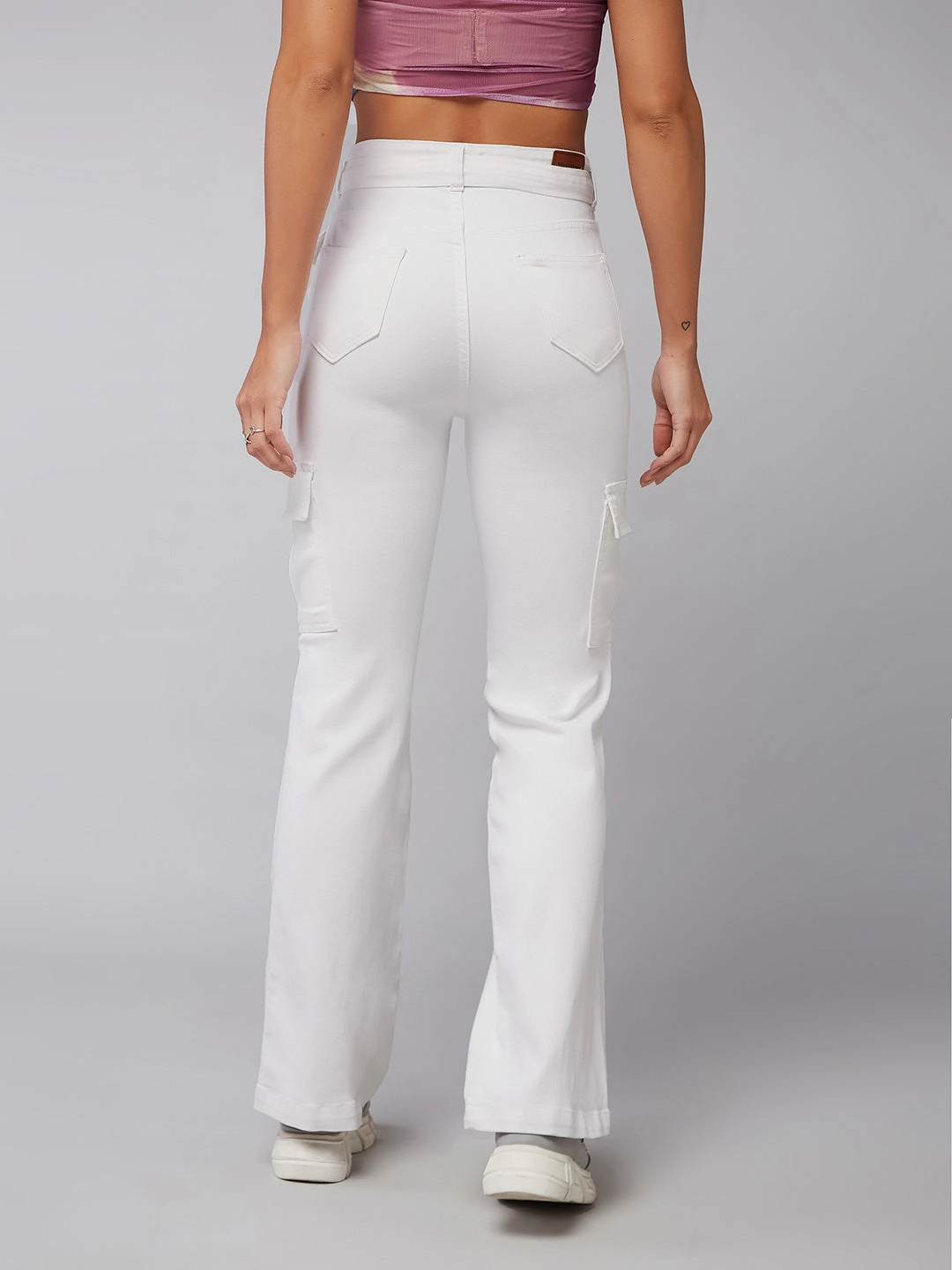 24/7 Comfort White Wide-Leg High-Rise Stretchable Denim Jeans Office Wear Modern Low Maintenance Fabric