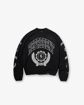 Legacy Crest Long Sleeve T-Shirt - Stained Black Circular Knit Construction Versatile Wearable