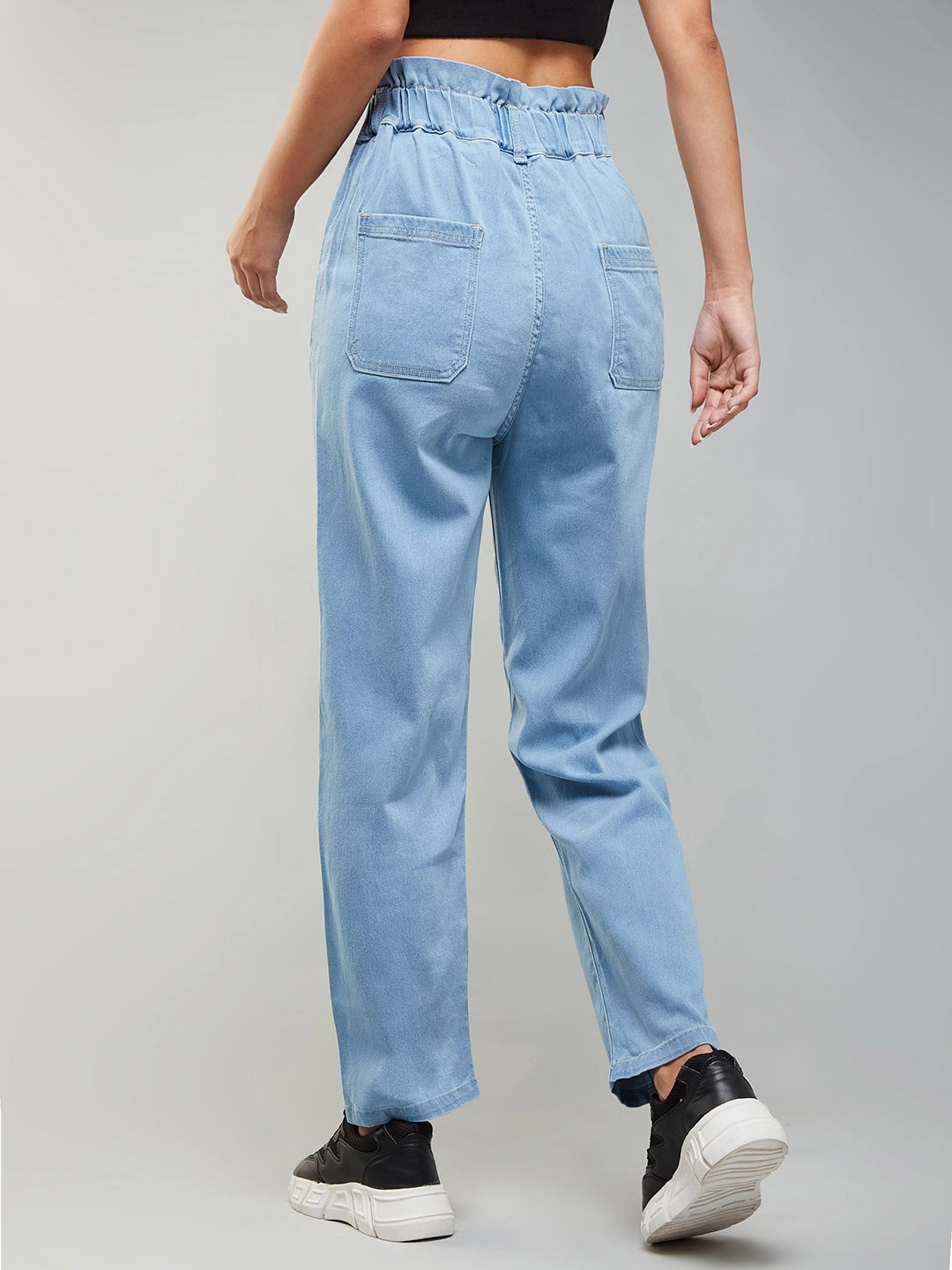 Tailored Design Women's Light Blue Mom's Jean High-Rise Mild Distress Stretchable Denim Jeans