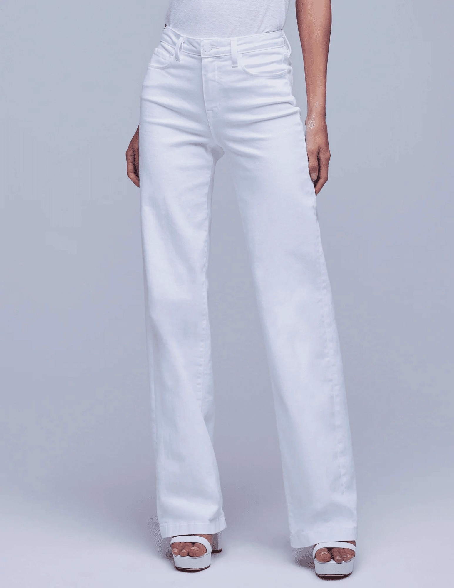 L'Agence Clayton High Rise Wide Leg Jeans in Blanc Durable piece