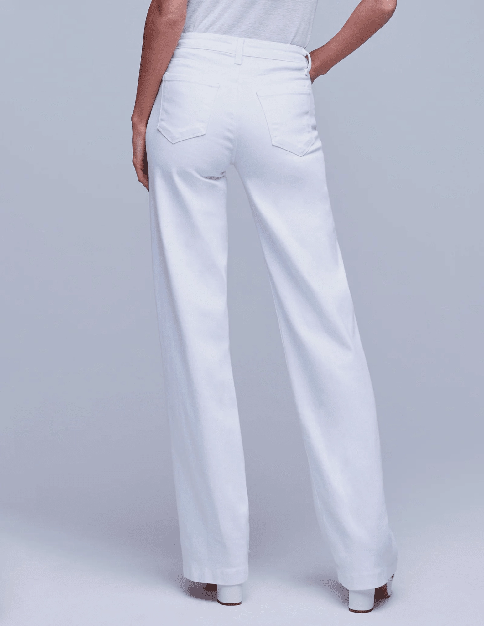 L'Agence Clayton High Rise Wide Leg Jeans in Blanc School Fit Daily Essential