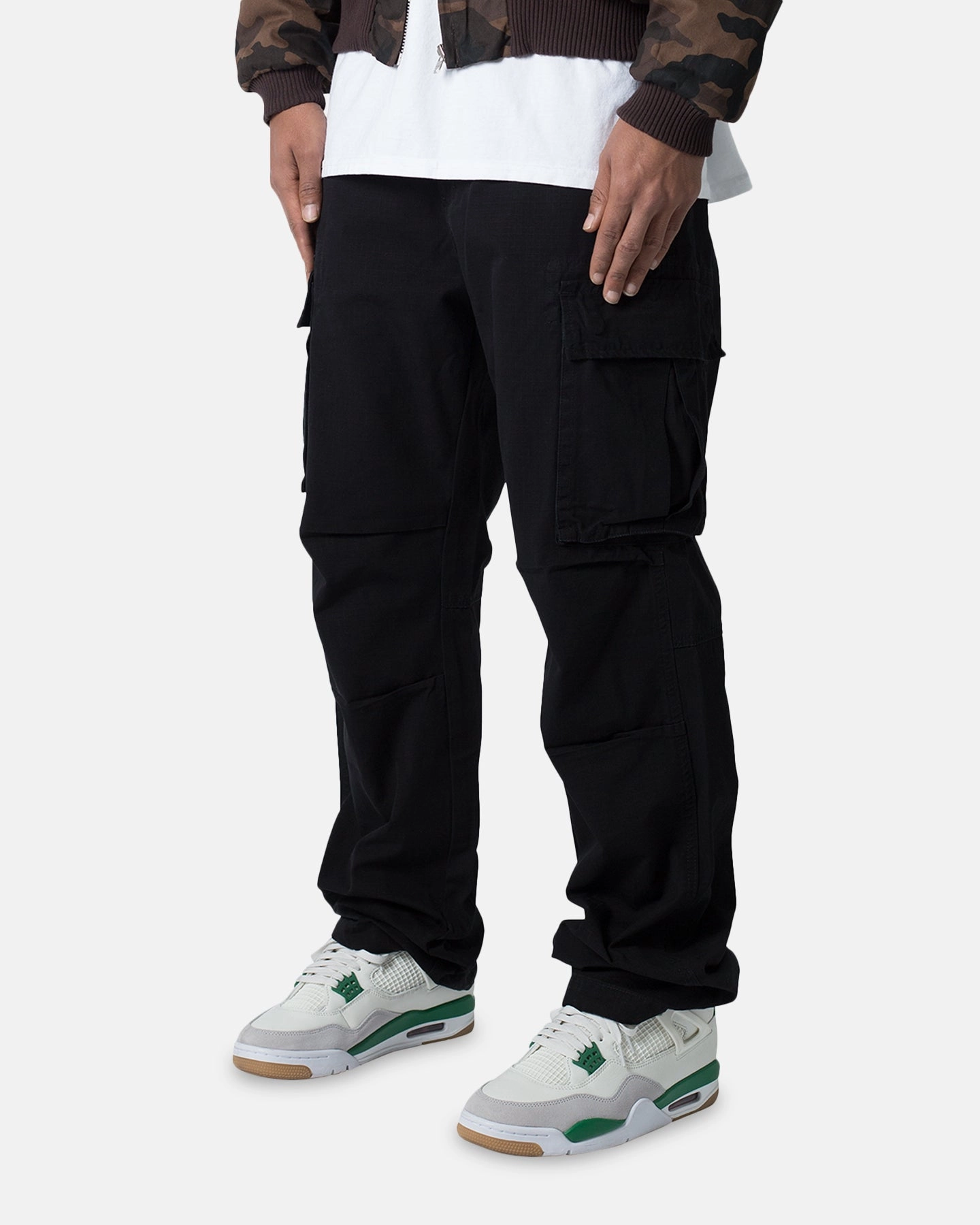 MNML Ultra Baggy Cargo Pants Black Adjustable loop