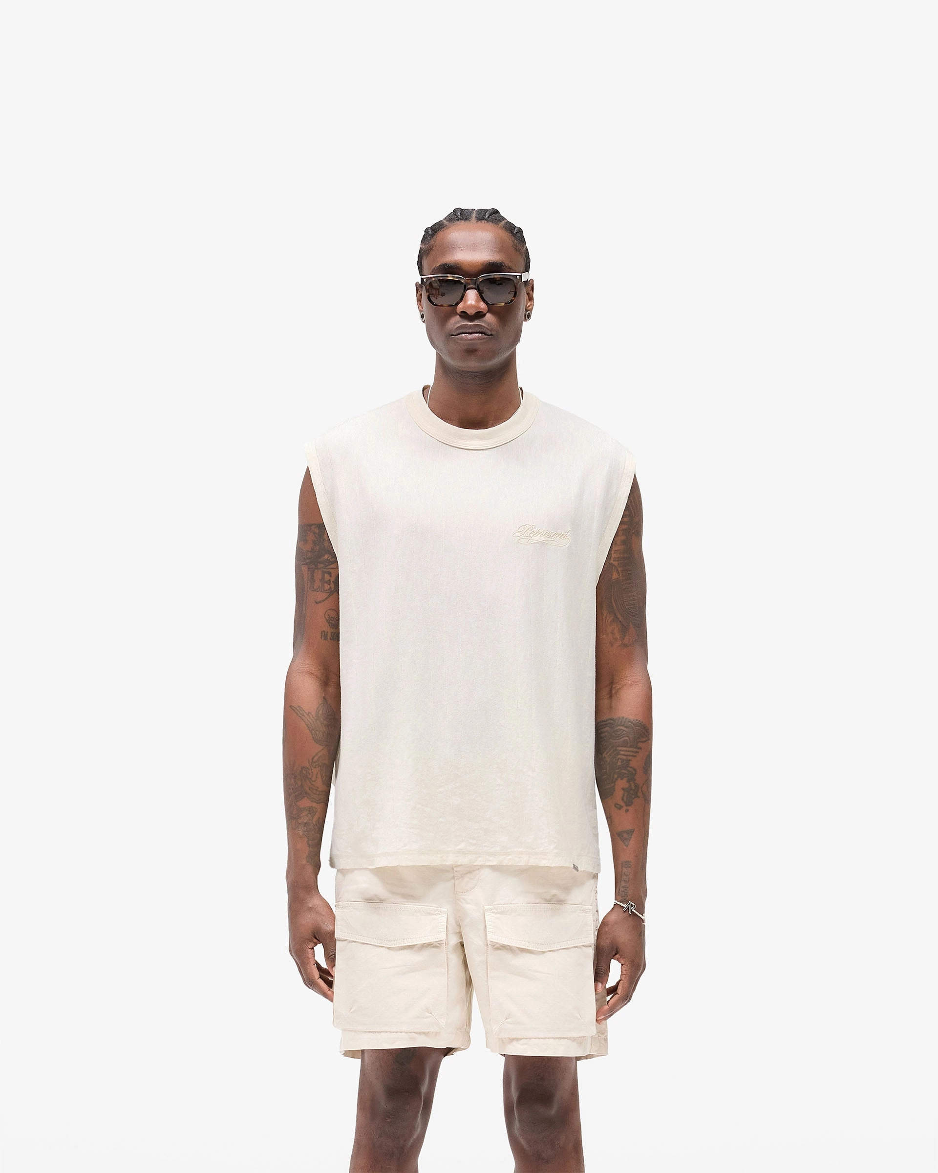 Slub Script Tank - Aged White Layerable Look Timeless Style