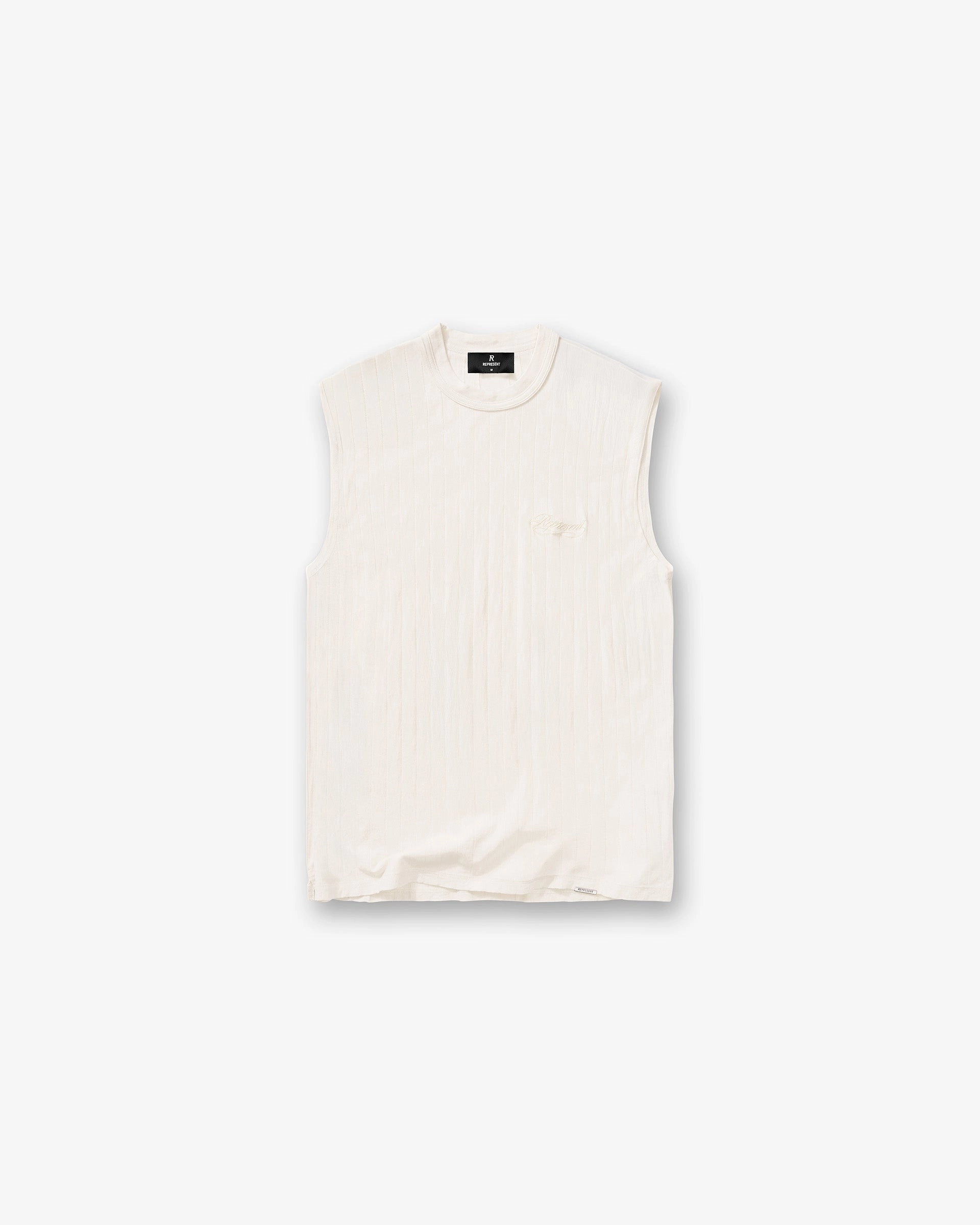 Slub Script Tank - Aged White Relaxed Wearable
