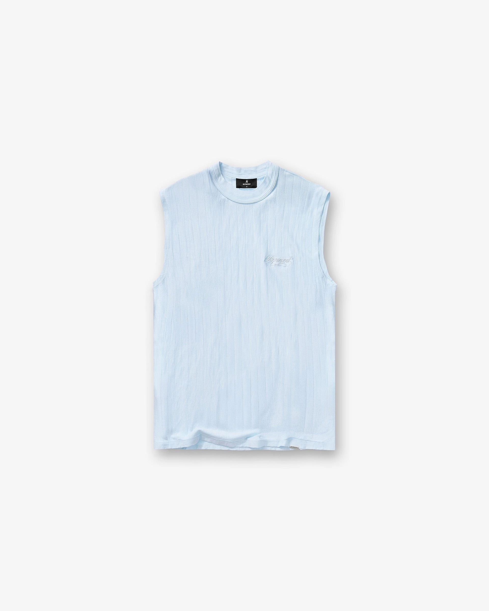 Street Trendy Holiday Style Trend Slub Script Tank - Ice Blue